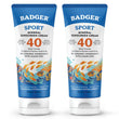 Badger Reef Safe Sunscreen, SPF 40 Sport Mineral Sunscreen, 98% Organic Sunscreen Ingredients, Broad Spectrum, Water Resistant, Zinc Oxide Sunscreen, Unscented, 2.9 fl oz (2 Pack)