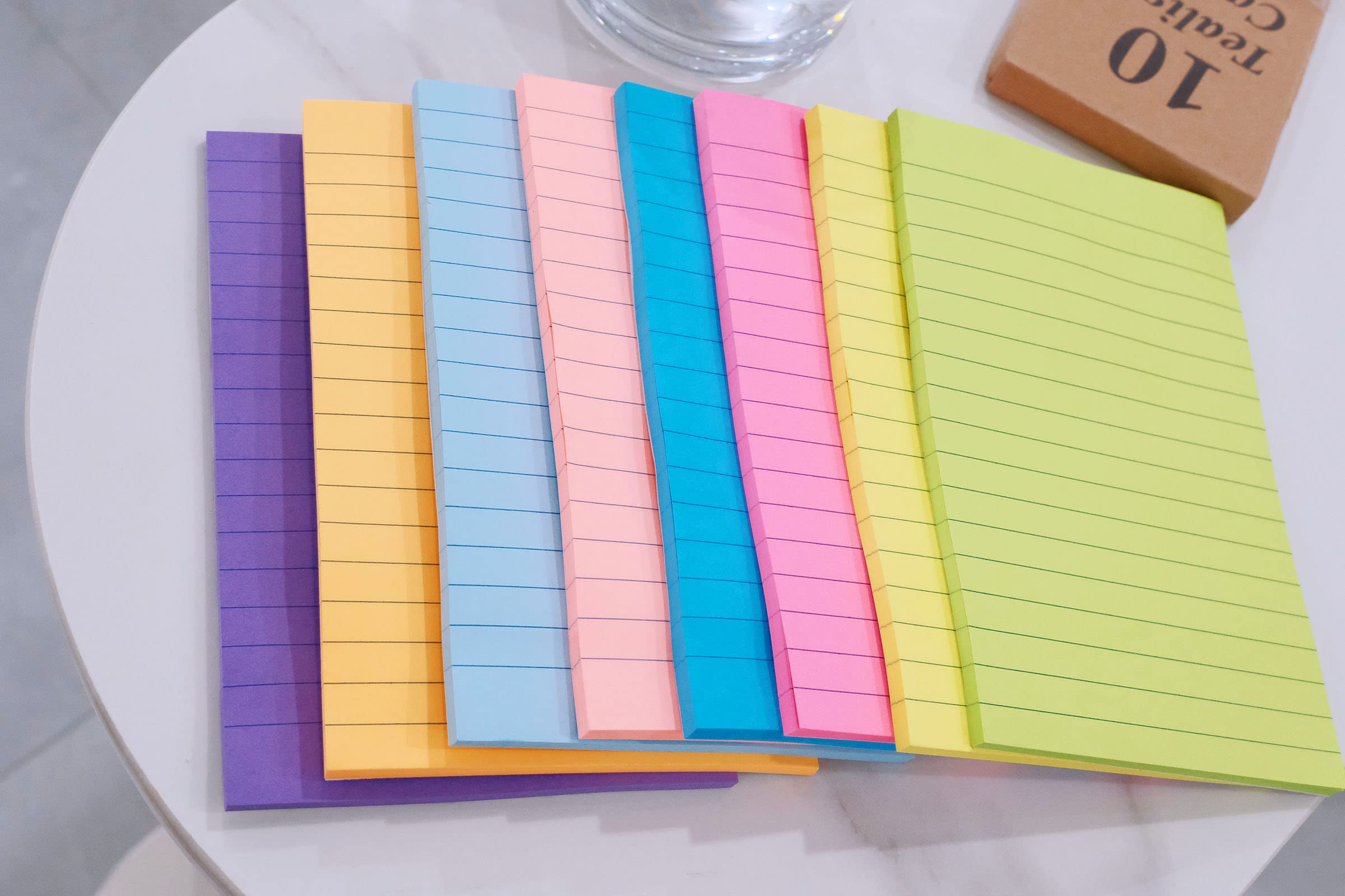 (8 Pads) Lined Sticky Notes 4x6 in Post, 8 Colors Self Sticky Notes Pad Its, Bright Post Stickies Colorful Big Rectangular Sticky Notes for Office, Home, School, Meeting, 40 Sheets/pad