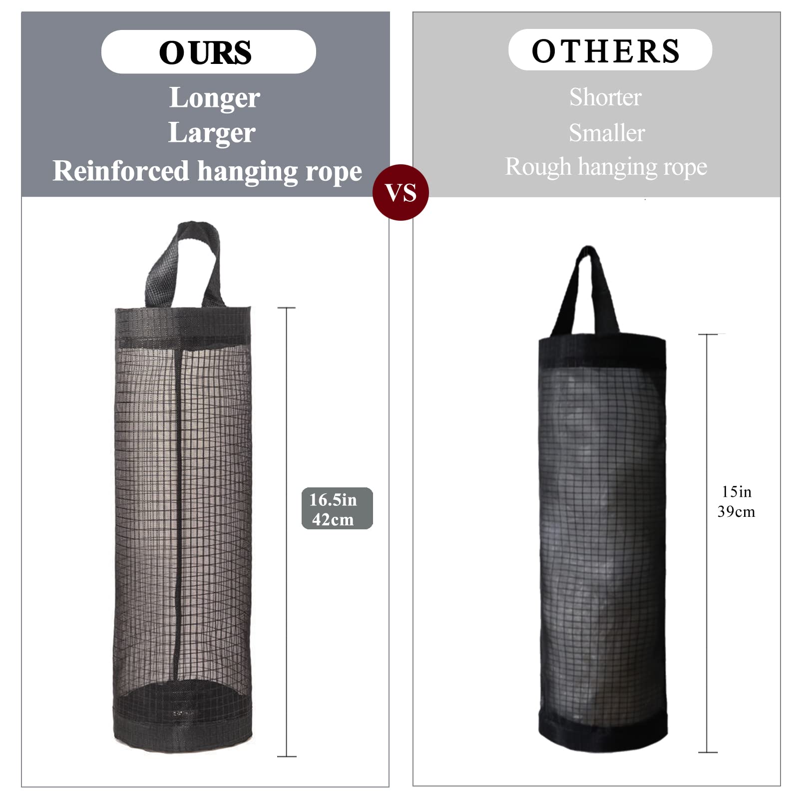 TOGETRUE Plastic Bag Holder, Grocery Bag Holder Mesh Hanging Storage Bag Dispenser (Black 2 Packs)