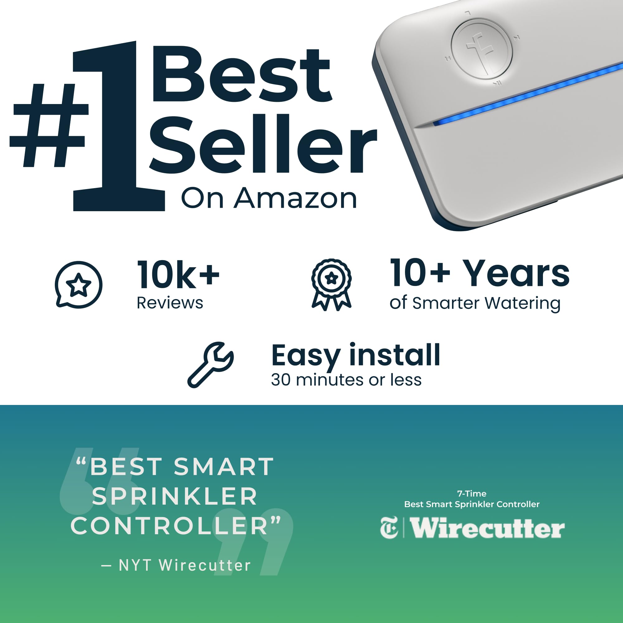 Rachio WiFi Smart Sprinkler Controller (8-Zone Irrigation Remote Control) – App-Based Scheduling, Local Weather Intelligence, Rain Skips, Easy DIY Install