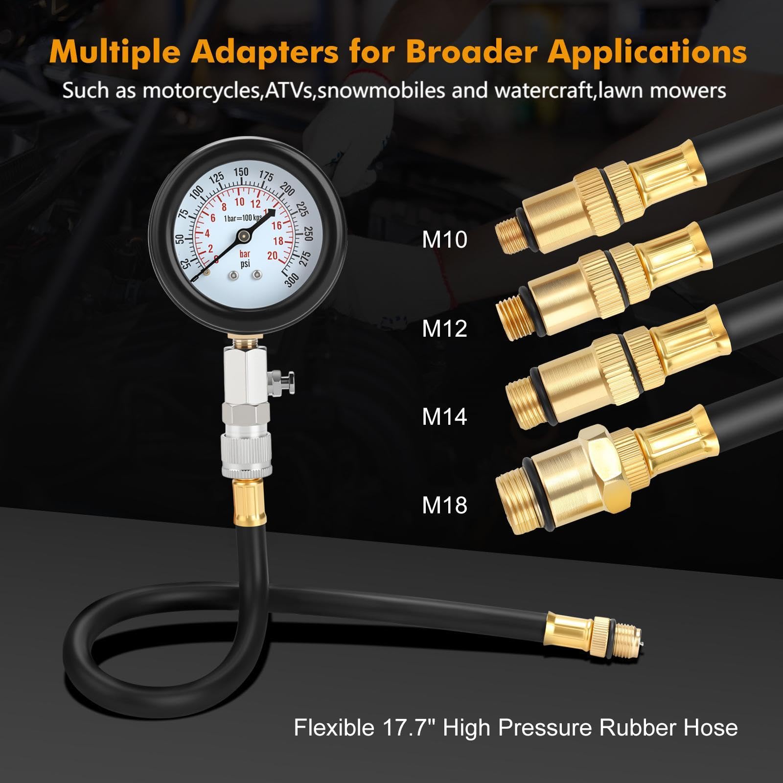 BETOOLL HW0130 8pcs Petrol Engine Cylinder Compression Tester Kit Automotive Tool Gauge