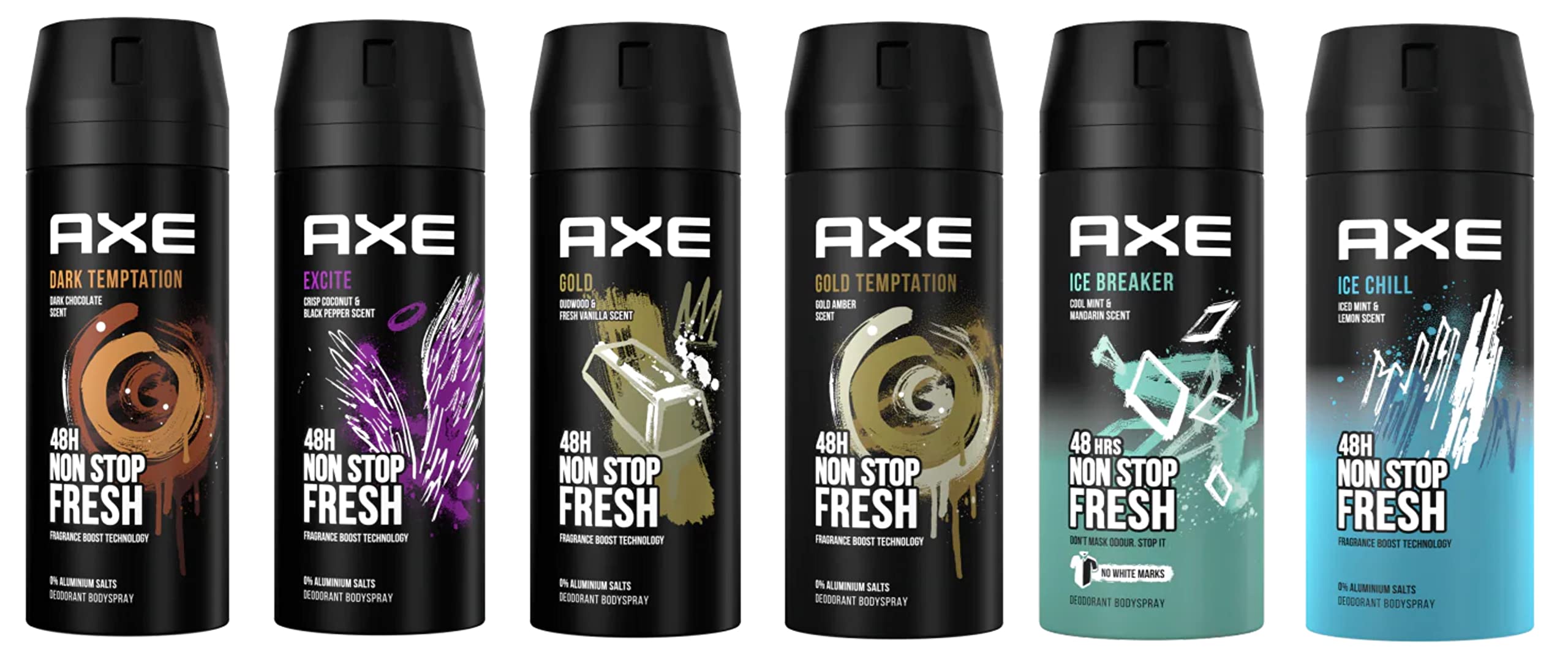 12 AXE body spray deodrant Anit-Aerspirant (12X 150 ml/5.07 oz, Mix within the available kinds)