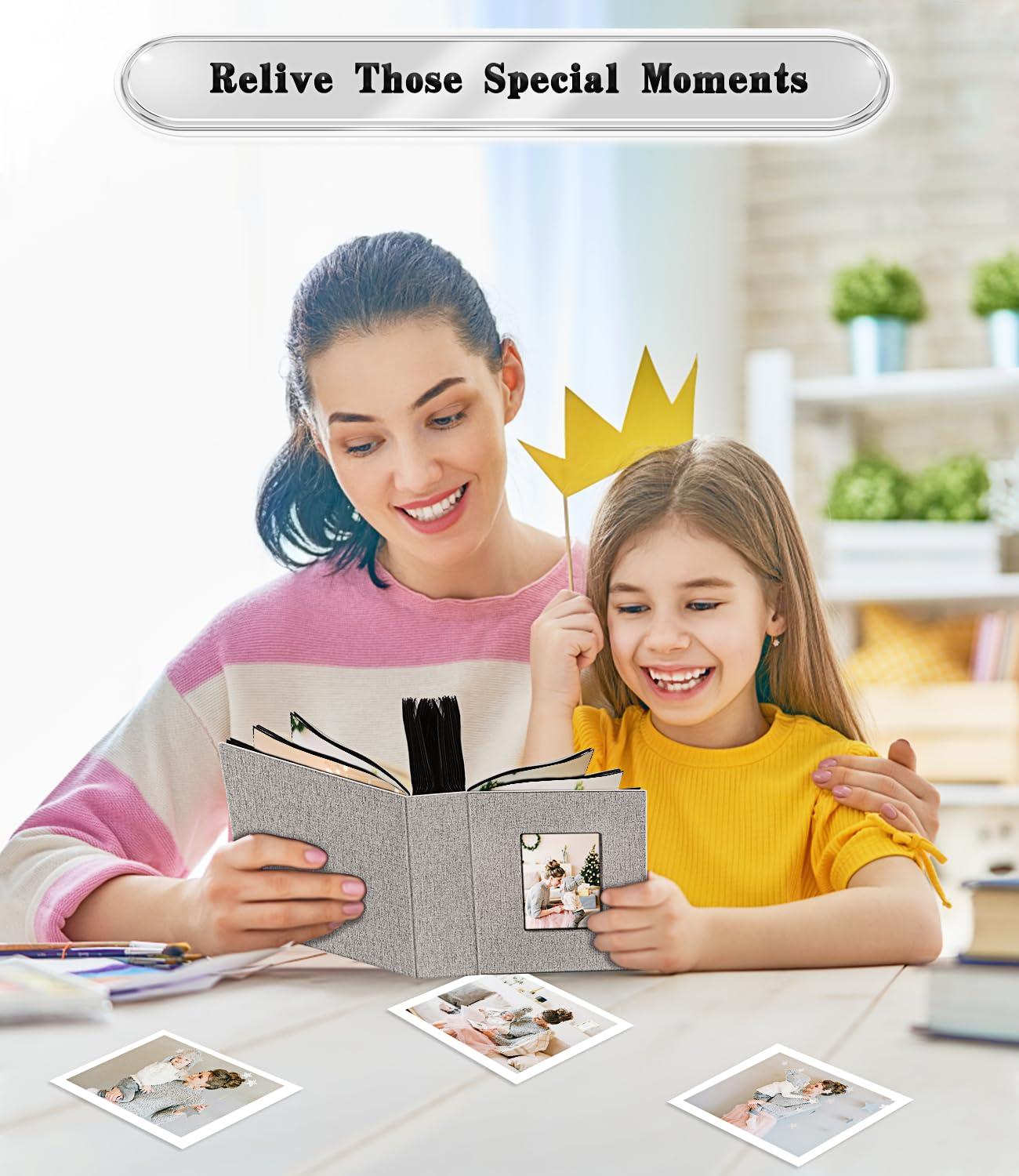 Ejblfe Photo Album 4x6,Linen Cover Slide-in Photo Album Book Can Holds 100 4x6 Photos with 50 Black Sheets for Family,Wedding,Baby and Holiday Pictures (Gray)