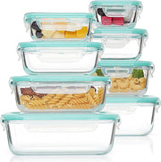 Vtopmart 8 Pack Glass Food Storage Containers with Airtight Lids, Glass Meal Prep Containers, Lunch Office Meal for Microwave, Oven, Freezer and Dishwasher, BPA Free
