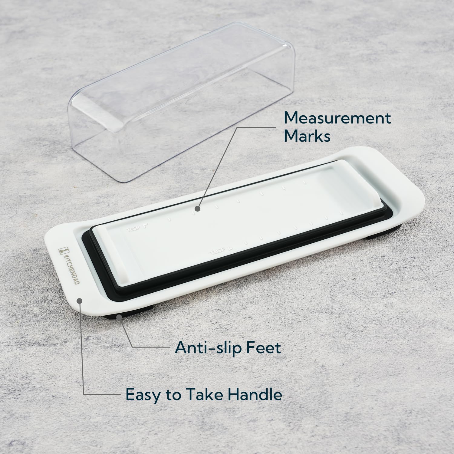 KITCHENDAO Airtight Butter Dish with Lid for Countertop and Refrigerator Door Shelf, Butter Keeper, Plastic Butter Holder Tray Container for West/East Coast Butter, White