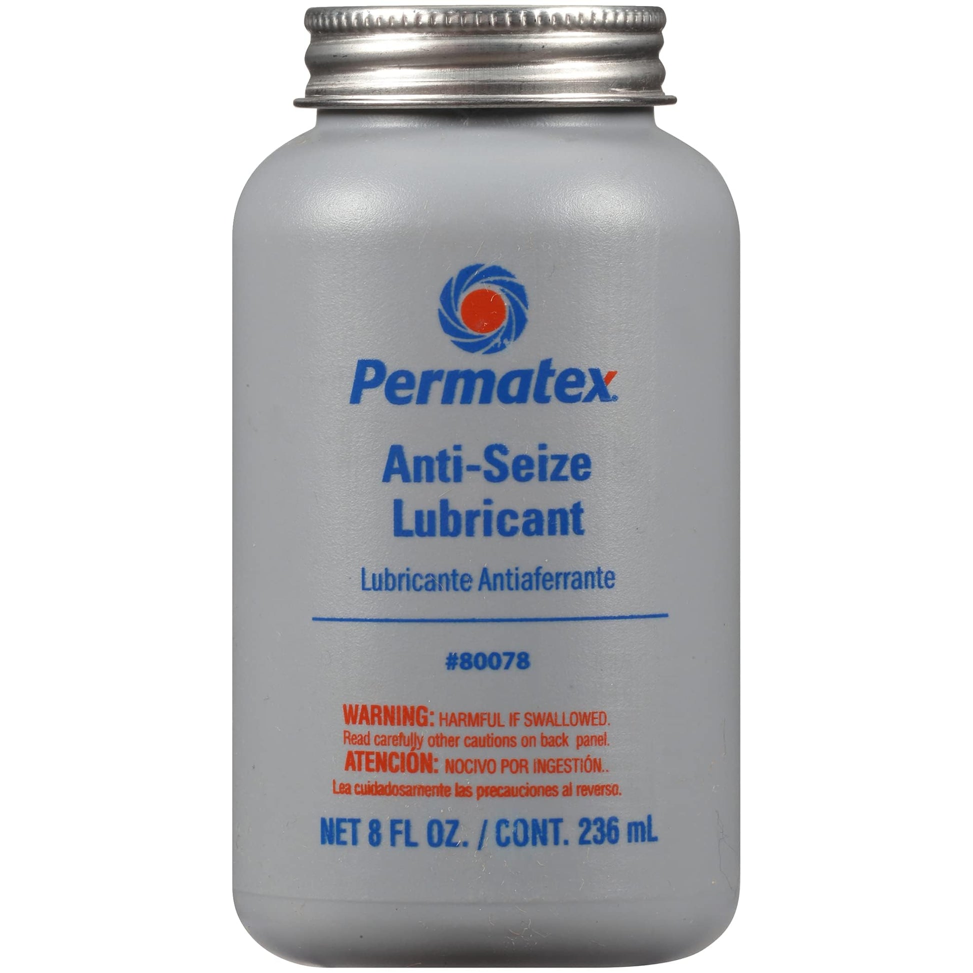 Permatex 80078 Anti-Seize Lubricant With Brush Top Bottle Prevents Galling, Corrosion, Seizing, Refined Blend Aluminum, Copper, And Graphite Lubricants For Spark Plugs 8 oz