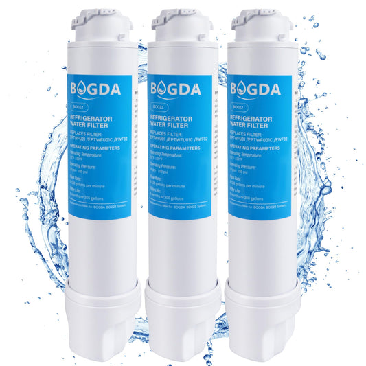 BOGDA Water Filter Fit for EPTWFU01 Frigi-Daire Replacement 3 count, Compatible with Pure-Source Ultra 2, EWF-02, 012505454226, 4562222, Multiple Filtration and Drink Clear, white