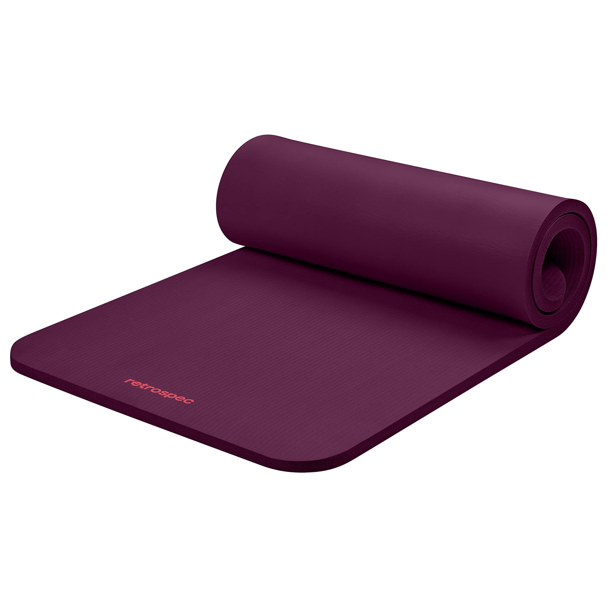 Retrospec Solana Yoga Mat 1" Thick with Nylon Strap for Men & Women - Non Slip Exercise Mat for Home Yoga, Pilates, Stretching, Floor & Fitness Workouts, Violet Haze