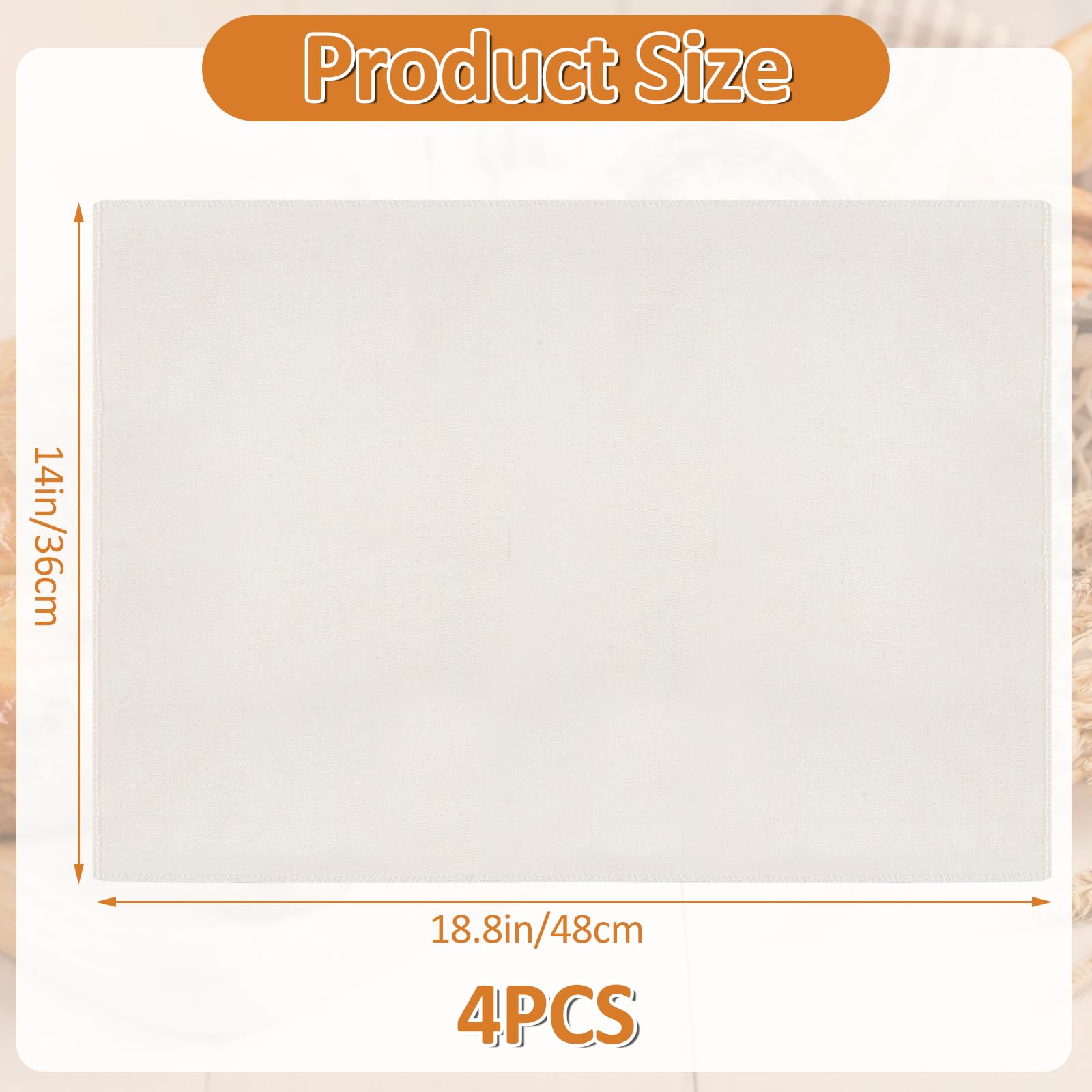 Ninsula 4PCS Tea Towels for Baking Sourdough, 14x18.8 Inch Reusable Thick Bread Towels for Proofing, Bread Cloth for Baguettes, Pastry, Loaves