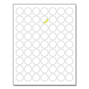 1" Round Matte White Sticker Label, Laser/Inkjet Printing - Letter Size, 30 Sheets