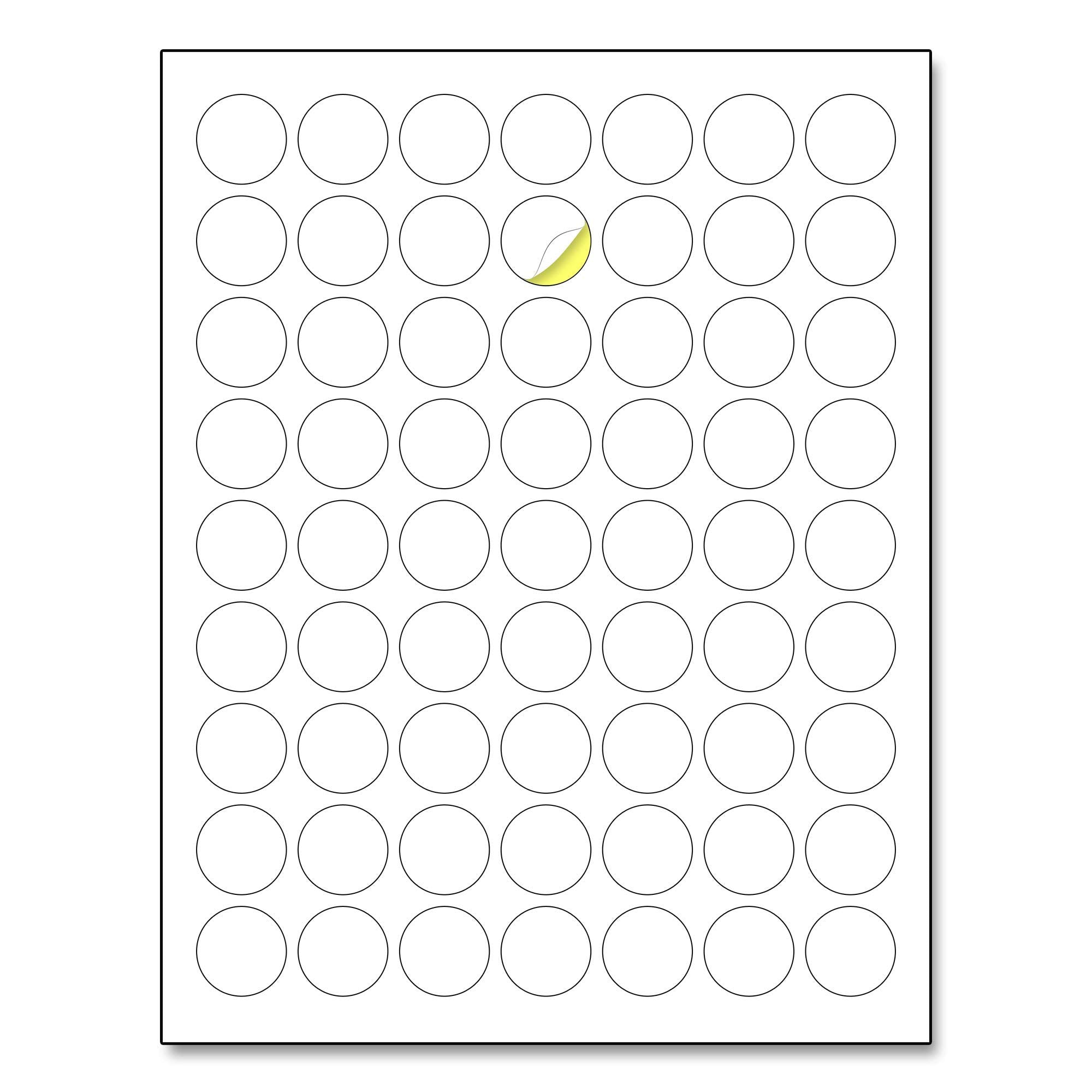 1" Round Matte White Sticker Label, Laser/Inkjet Printing - Letter Size, 30 Sheets