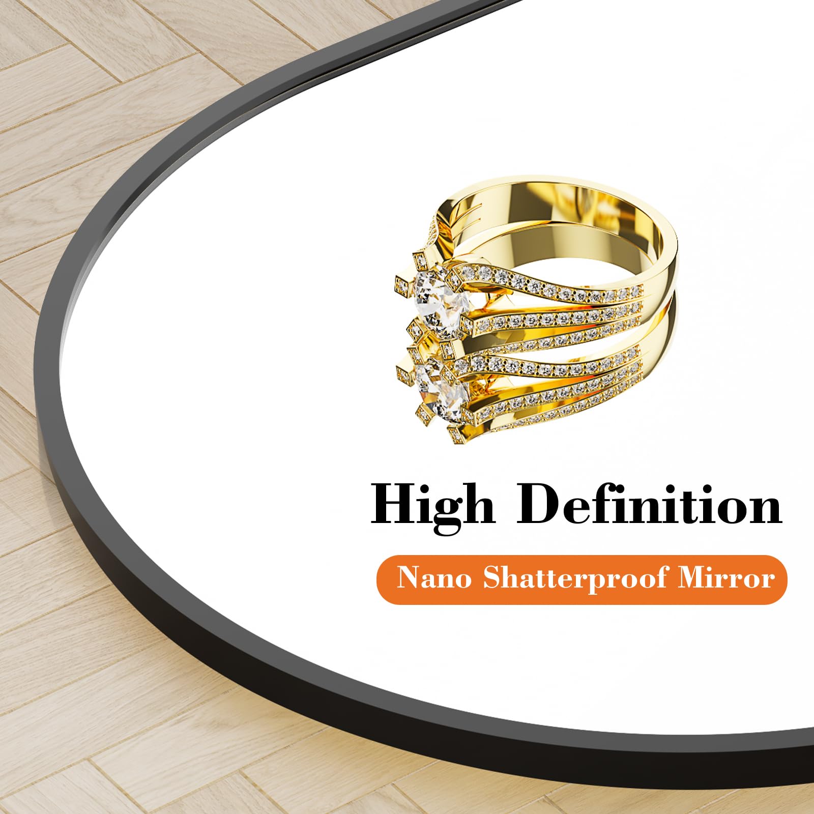 DUMOS Arched Full Length Mirror with Stand 64"x21" Floor Standing Aluminum Frame for Bedroom Body Hanging Leaning Modern Simple Home Decor Shatter-proorf Nano Glass Wall Living Room Cloakroom Black