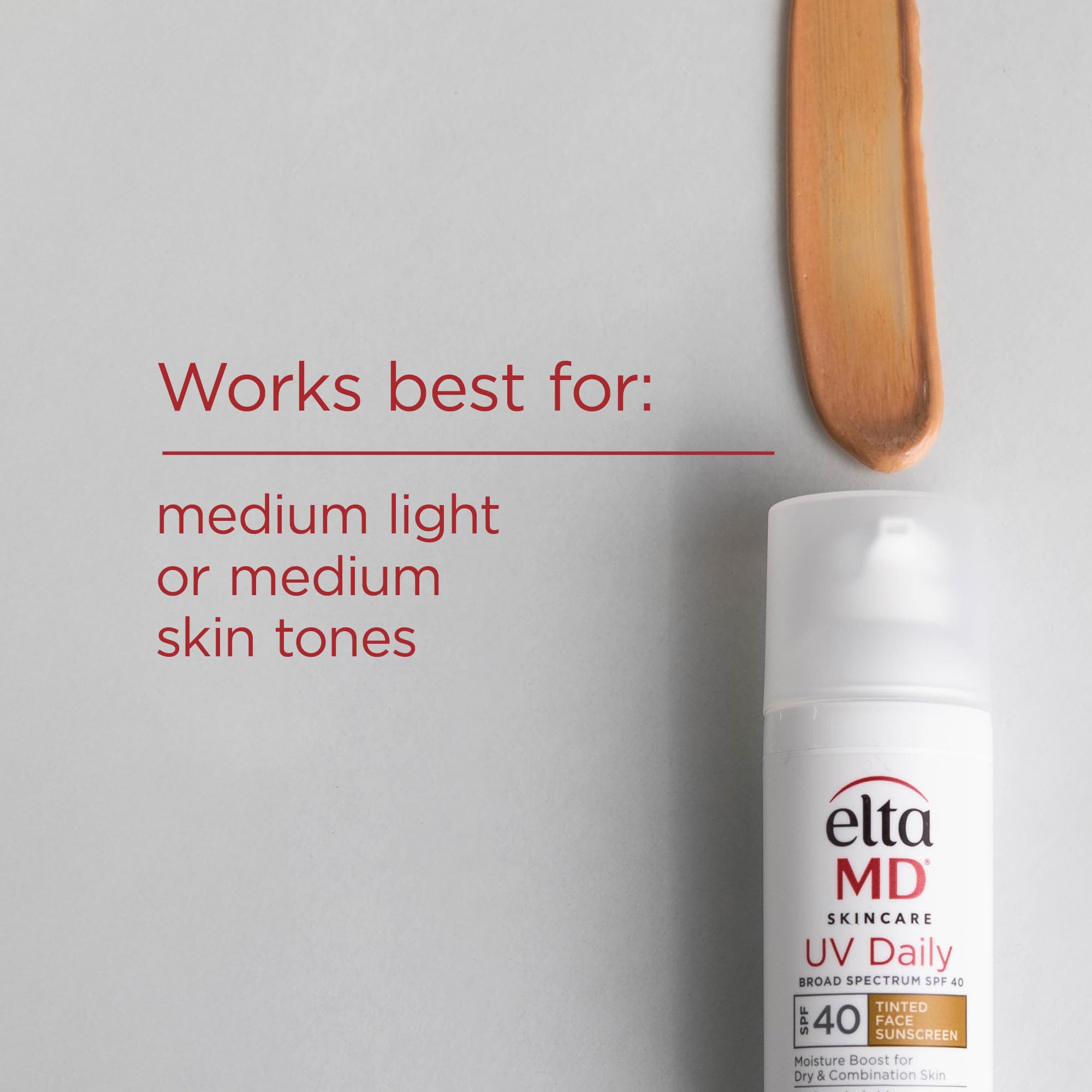 EltaMD UV Daily Tinted SPF 40 Face Sunscreen Moisturizer with Zinc Oxide, Tinted Daily Face Moisturizer with SPF, Sunscreen for Dry Skin,1.7 oz Pump