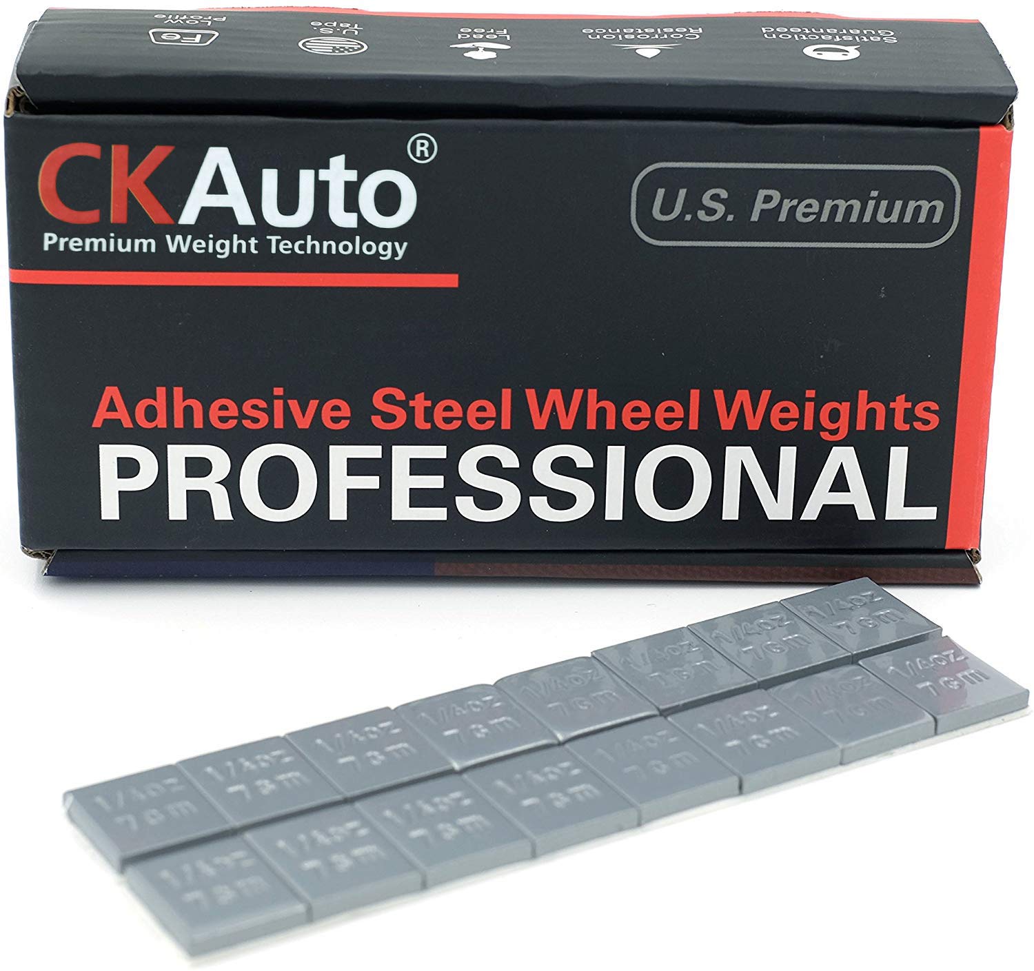 CKAuto 1/4oz, 0.25oz, Grau, Klebe-Auswuchtgewichte zum Aufkleben, EasyPeel Typ. PKW, LKW, SUV, Motorräder, Niedrigprofil, 60oz/Box, US-OEM-Qualität, (240 Stück)