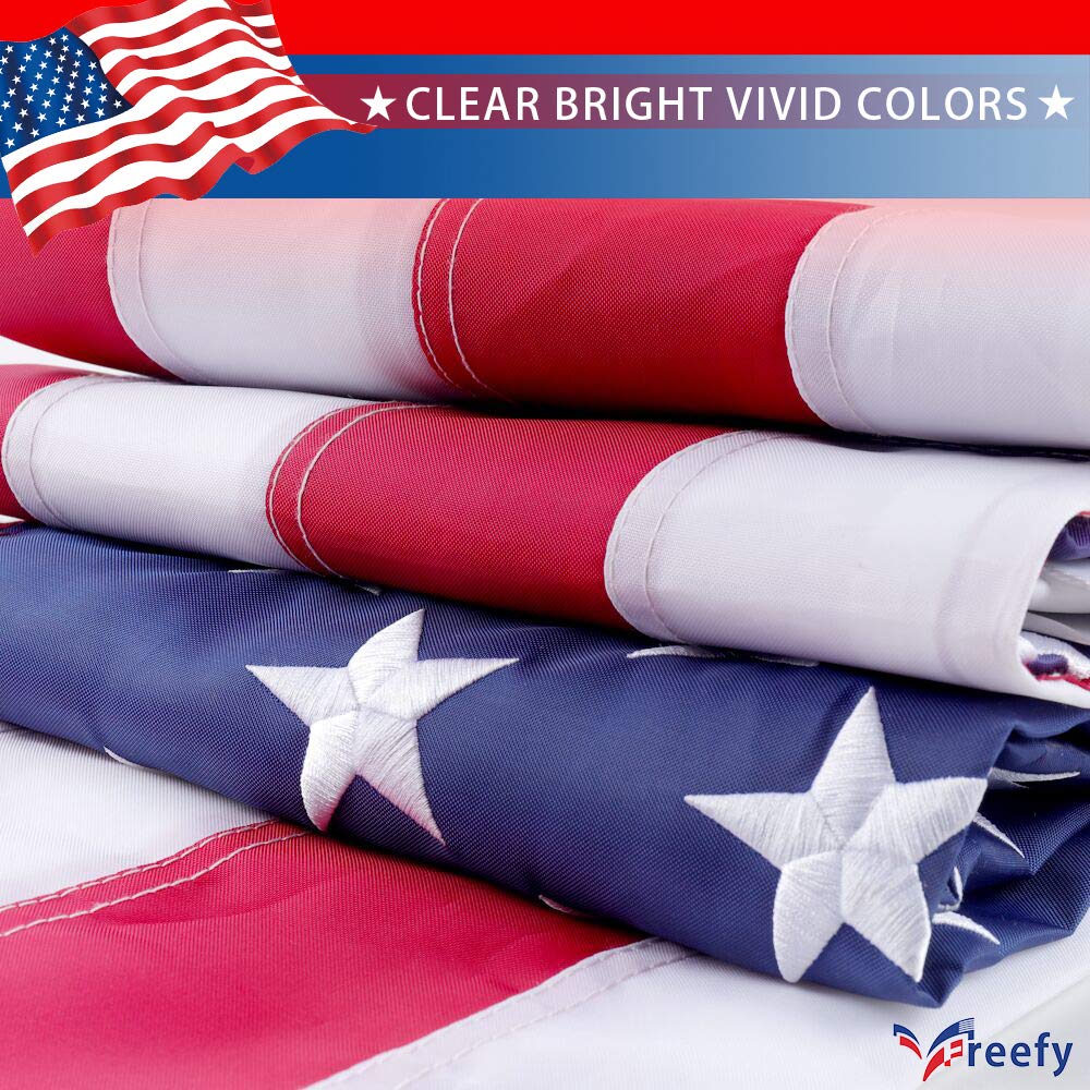 Freefy American Flag 2.5x4 Ft Pole Sleeve Banner Style-Embroidered Stars,Sewn Stripes,UV Protected,heavy duty Durable Nylon USA US Outdoor Indoor Flags (Pole NOT Included)