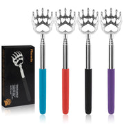 (4-Pack) Extendable Back Scratchers - Metal Claws with Telescopic Rubber Handles - Stocking Stuffers for Men, Women, Kids - Christmas Gift