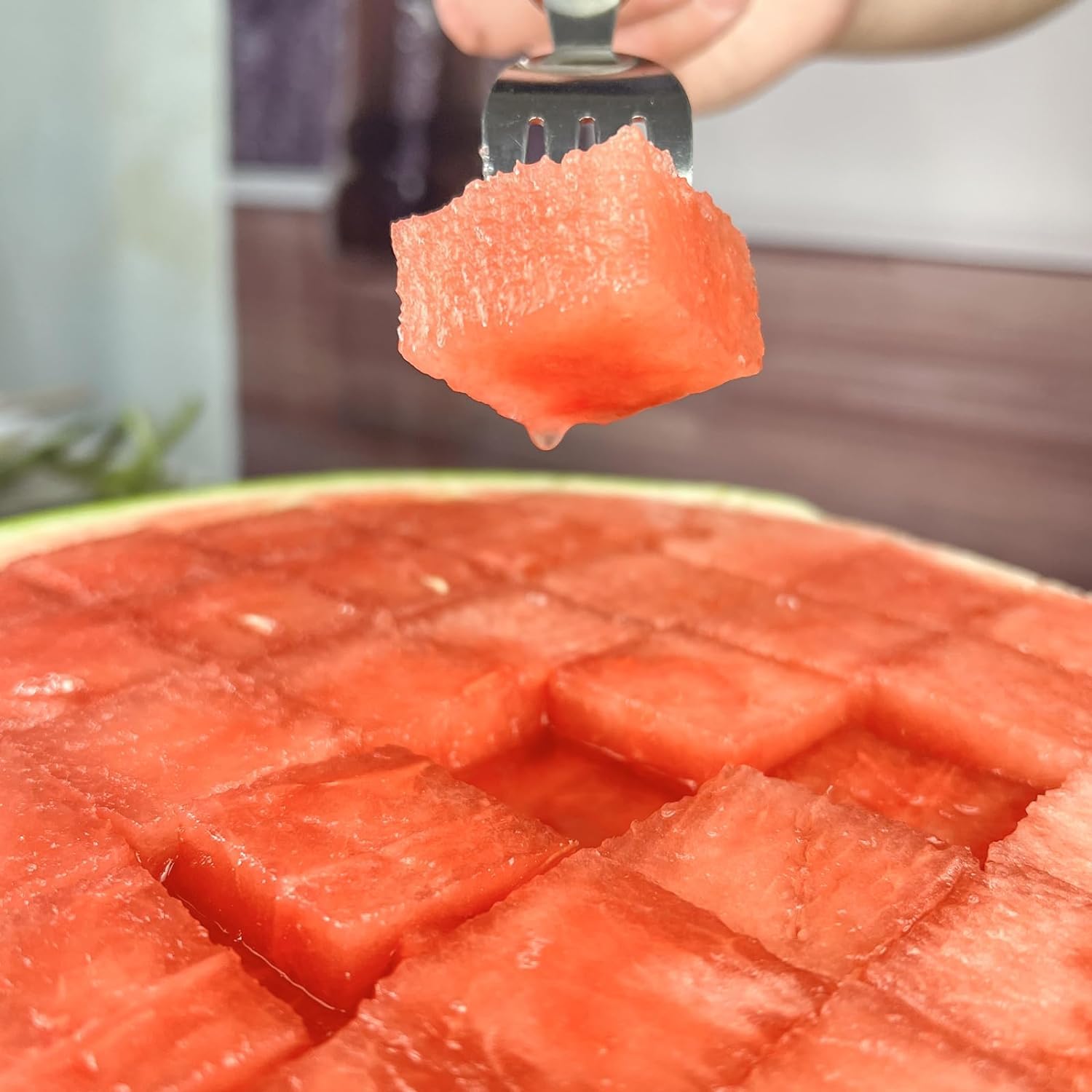 2Pcs Watermelon Cutter Slicer Tool, Stainless Steel 2-in-1 Watermelon Fork Slicer, Portable Watermelon Fork Watermelon Cutter Slicer Tool Fruit Forks Slicer for Home Party Camping Kitchen (2, Silver)