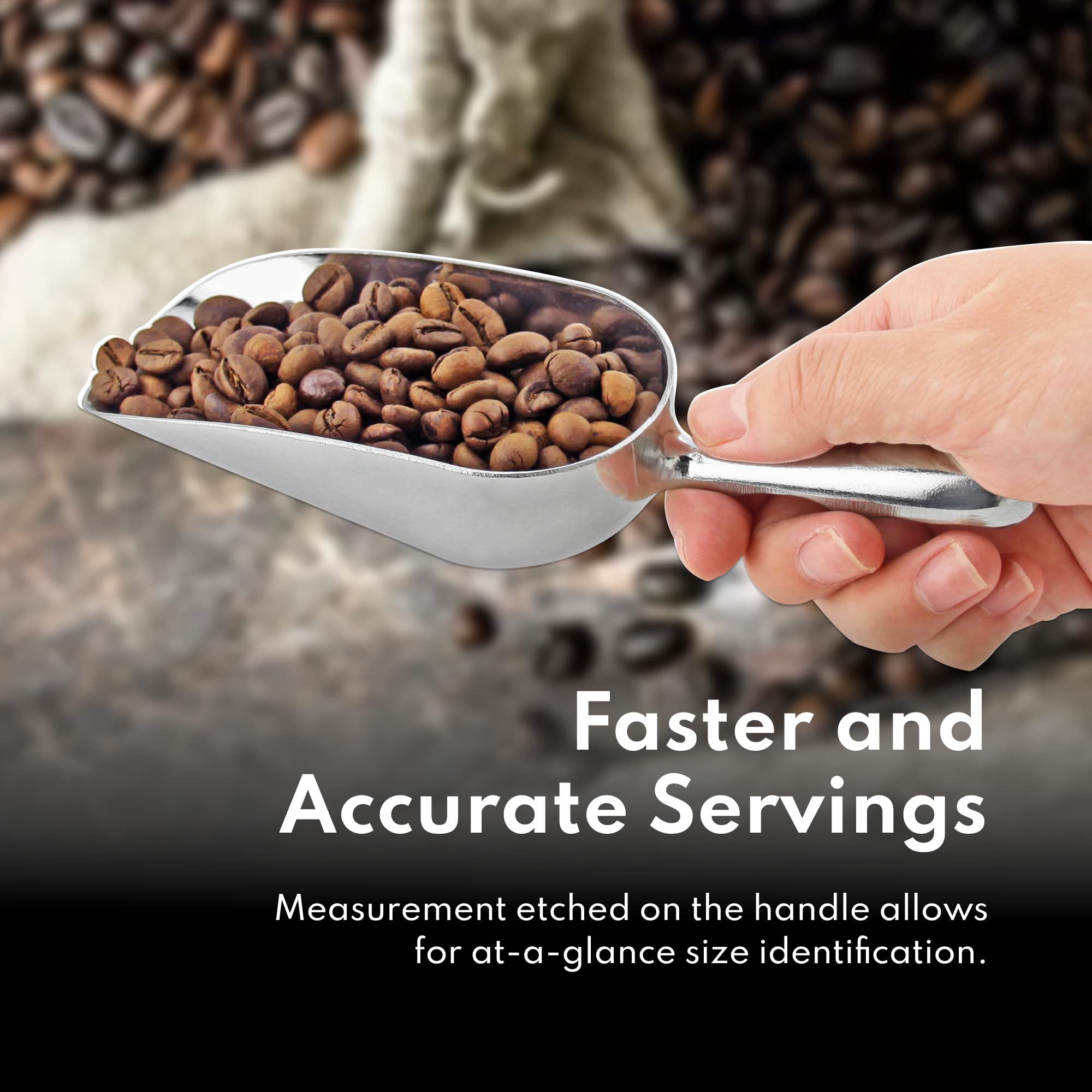 New Star Foodservice 34509 One-Piece Cast Aluminum Round Bottom Bar Ice Flour Utility Scoop, 5-Ounce, Silver (Hand Wash Only)