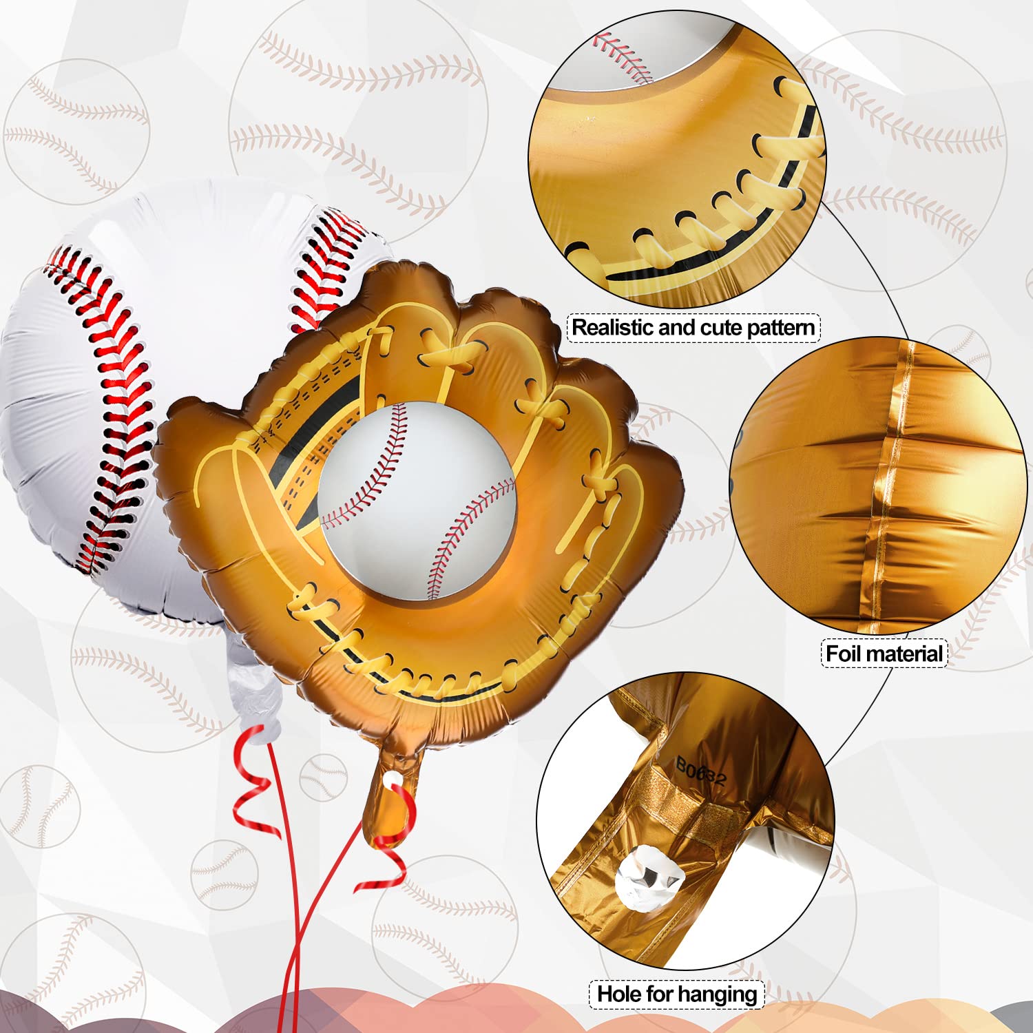Skylety 8 Pcs Baseball Balloons Baseball Foil Glove Balloon Birthday Party Decorations 18 Inch Sports Themed Senior Night Decorations Supplies