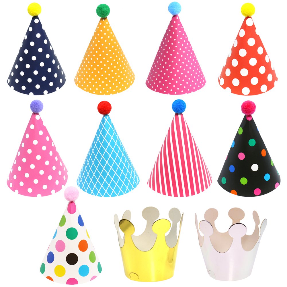 Vesil Mini Kids Birthday Party Hats, Assorted, DIY Assembly Required
