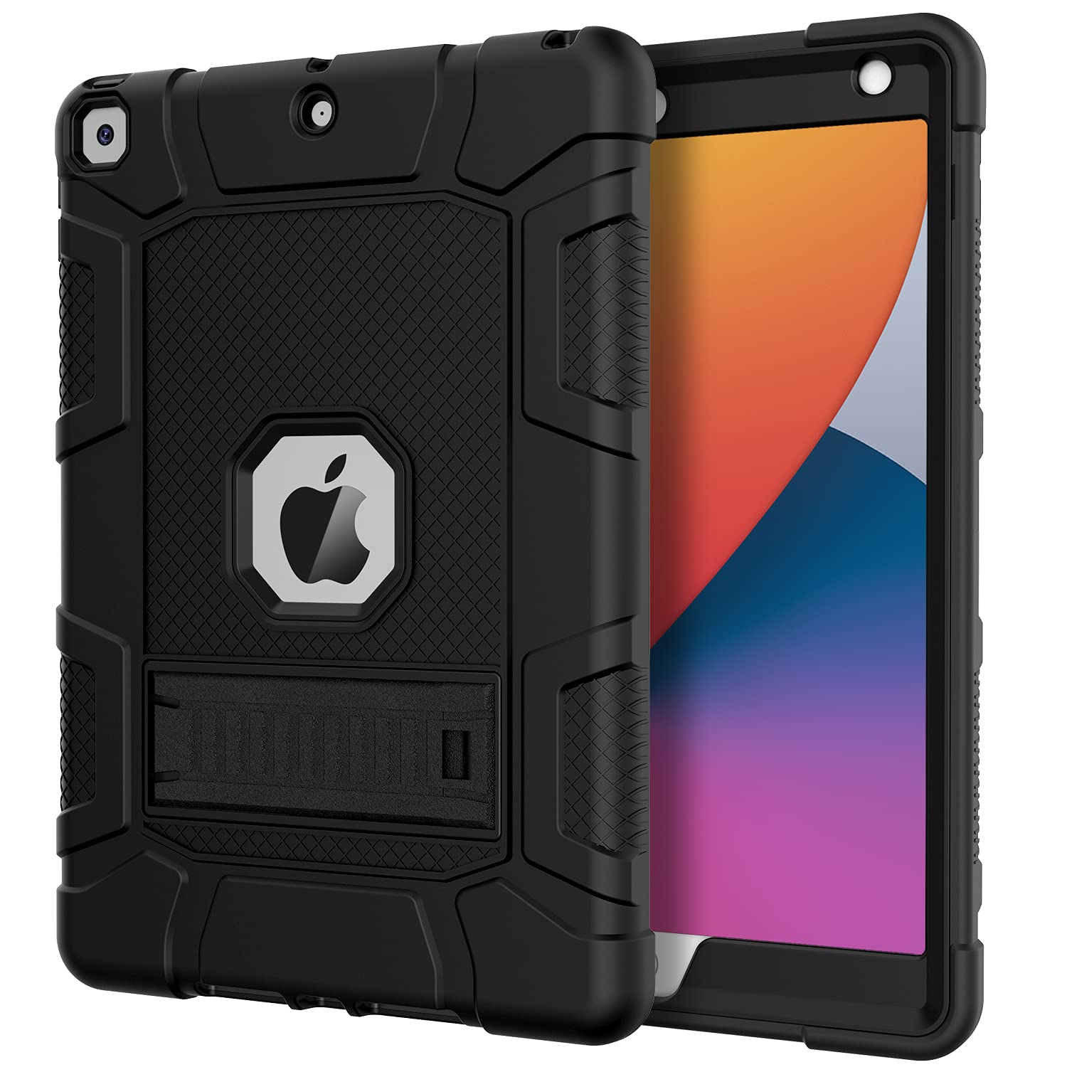 Azzsy Case for iPad 9th Generation/iPad 8th Generation/iPad 7th Generation (10.2 Inch, 2021/2020/2019 Model), Slim Heavy Duty Shockproof Rugged Protective Case for iPad 10.2 inch, Black