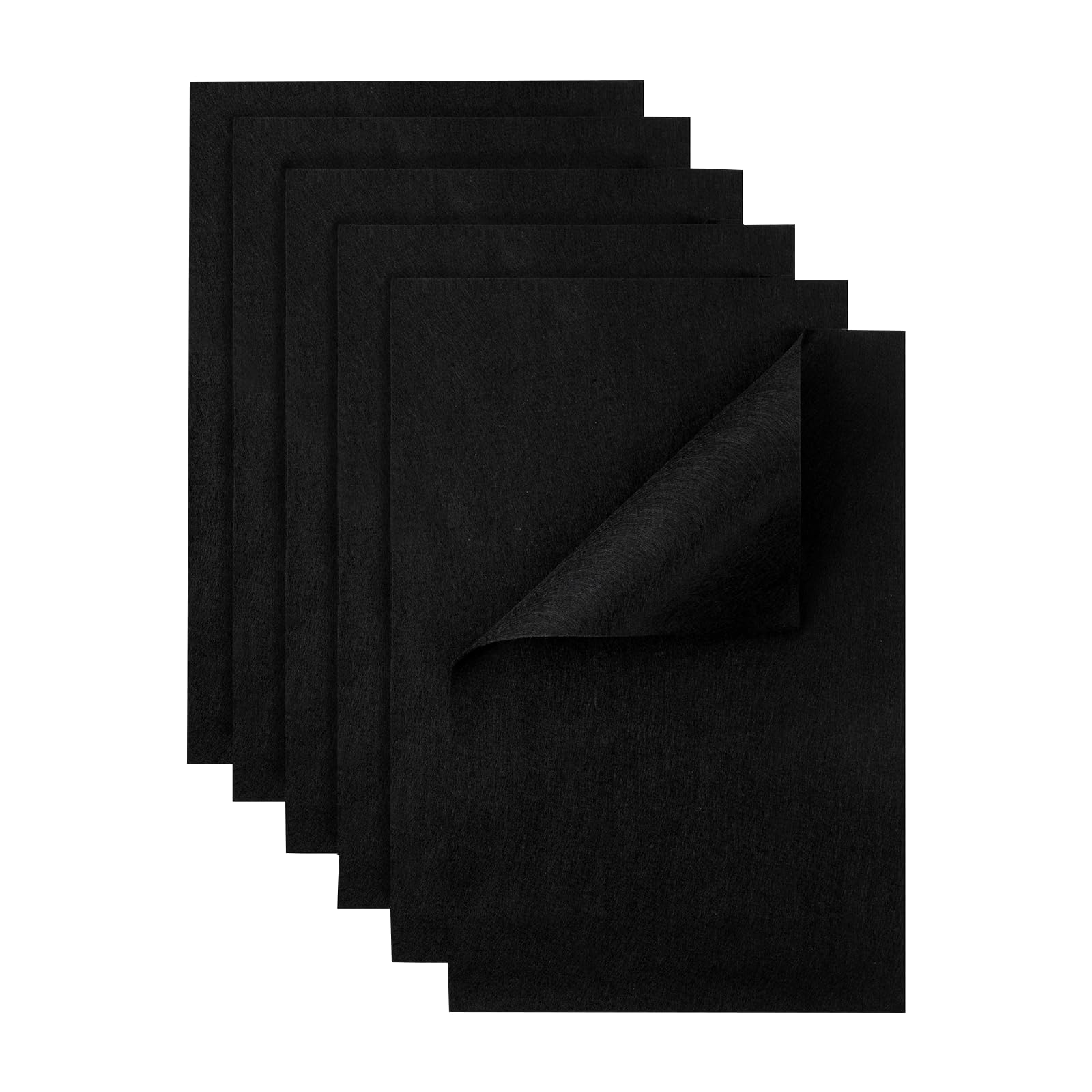 HaoFeiJH Black Felt Fabric Sheets - 6PCS Felt Squares - 8x12 1 Colors Soft Felt Squares, 1.5mm for Sewing, Patchwork, Decoration, Embroidering, Book, DIY Craft