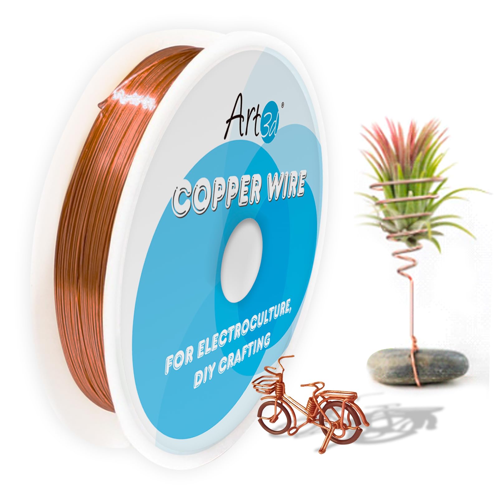 Art3d 18 Gauge 60 FT 99,9% reiner weicher Kupferdraht für Elektrokultur-Gartenarbeit, Schmuckherstellung, Perlenarbeiten, Wissenschaftsprojekte, DIY-Kunstwerke, 1 Rolle