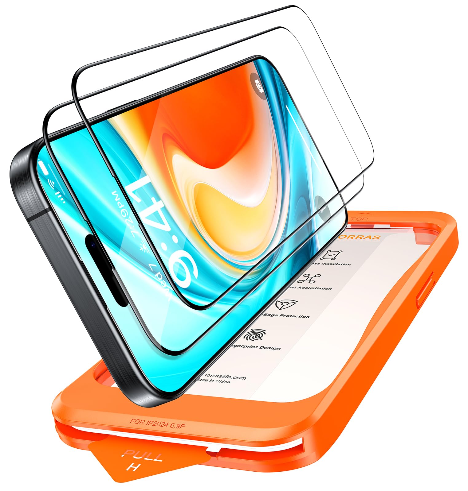 TORRAS Top-Notch Military-Grade Shatterproof for iPhone 15 Screen Protector [Most durable 9H+ Glass,Unbreakable from 12-foot Drop] for iPhone 14Pro&iPhone 15, Diamond Shield 2 Packs