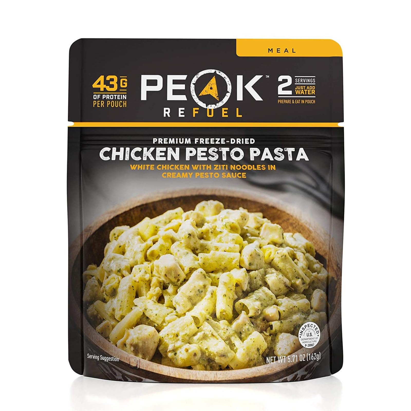 Peak Refuel Hähnchen-Pesto-Nudeln | Premium gefriergetrocknete Campingnahrung | Rucksack- & Wandermahlzeiten | Einfach Wasser hinzufügen | 100% echtes Fleisch | 43g Protein | 2 Portionen Beutel