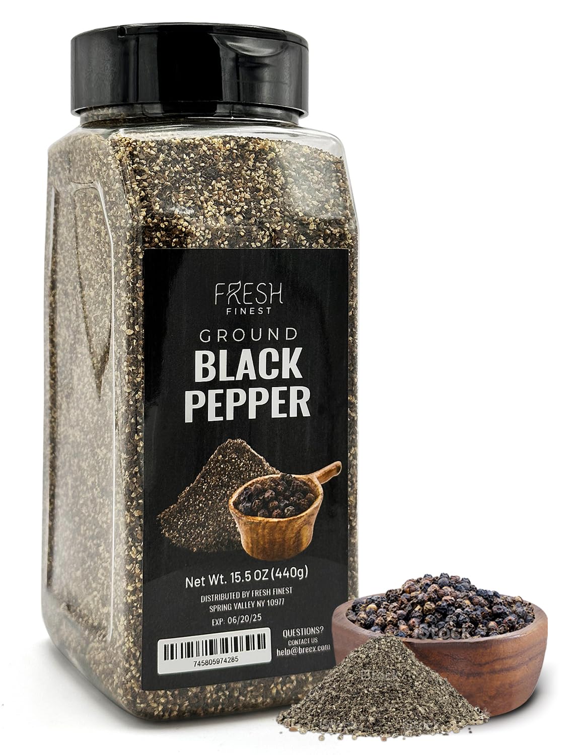 Fresh Finest Black Pepper Ã¢ÂÂ 15.5oz Ground Pepper Ã¢ÂÂ Freshly Ground Black Pepper Bulk for Home and Commercial Cooking - Course Grind Black Pepper in Practical Container Ã¢ÂÂ Pure Ground Pepper
