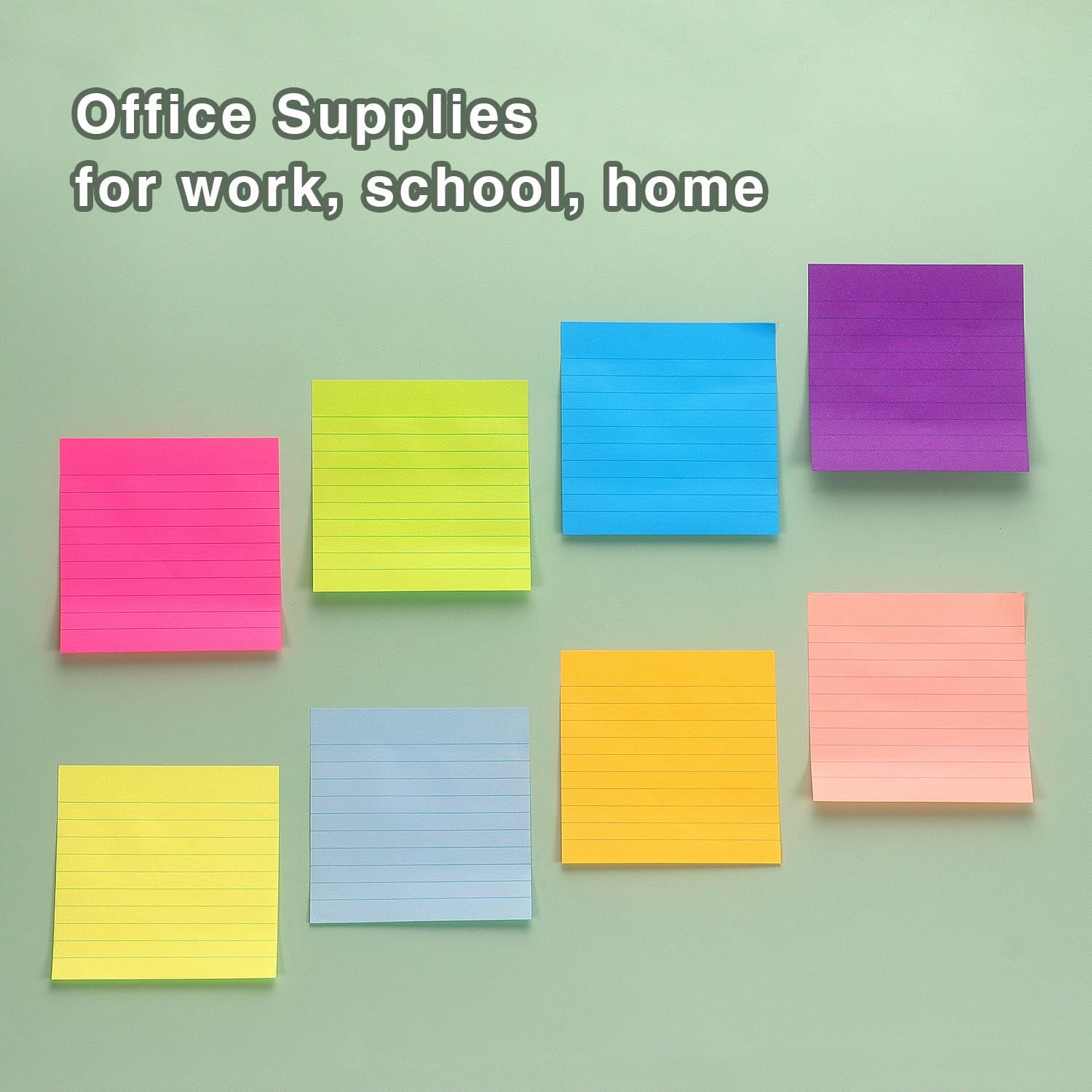 6 Pads Lined Sticky Notes 3x3 Sticky Notes with Lines Self-Stick Note Pads 6 Bright Multi Colors,100 Sheet/Pad