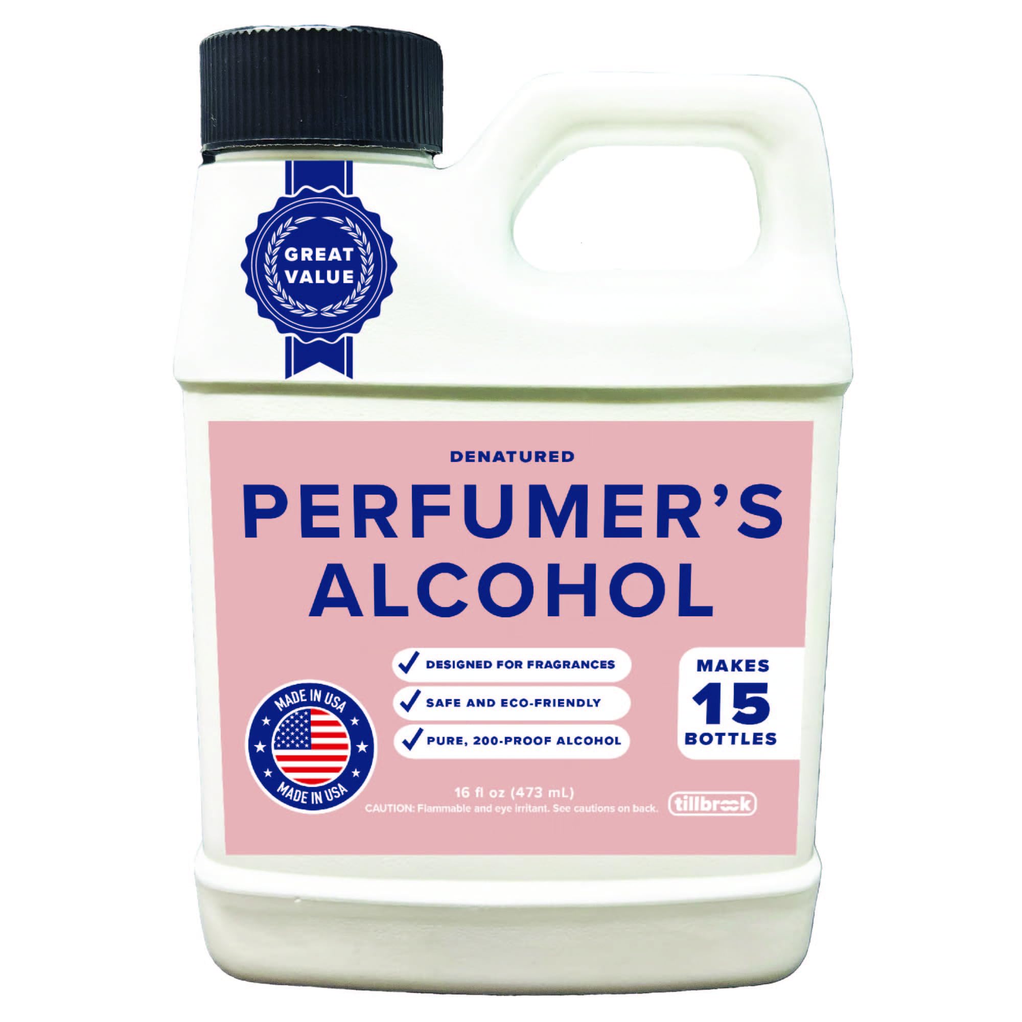 Parfümeur-Alkohol – 473 ml Tillbrook Parfüm-Alkohol für die Herstellung von Düften – Denaturierter Alkohol – Basis zur Herstellung von Luxusparfüm – Ohne Methanol & Ohne Gärgeruch – TSDA SD-40b