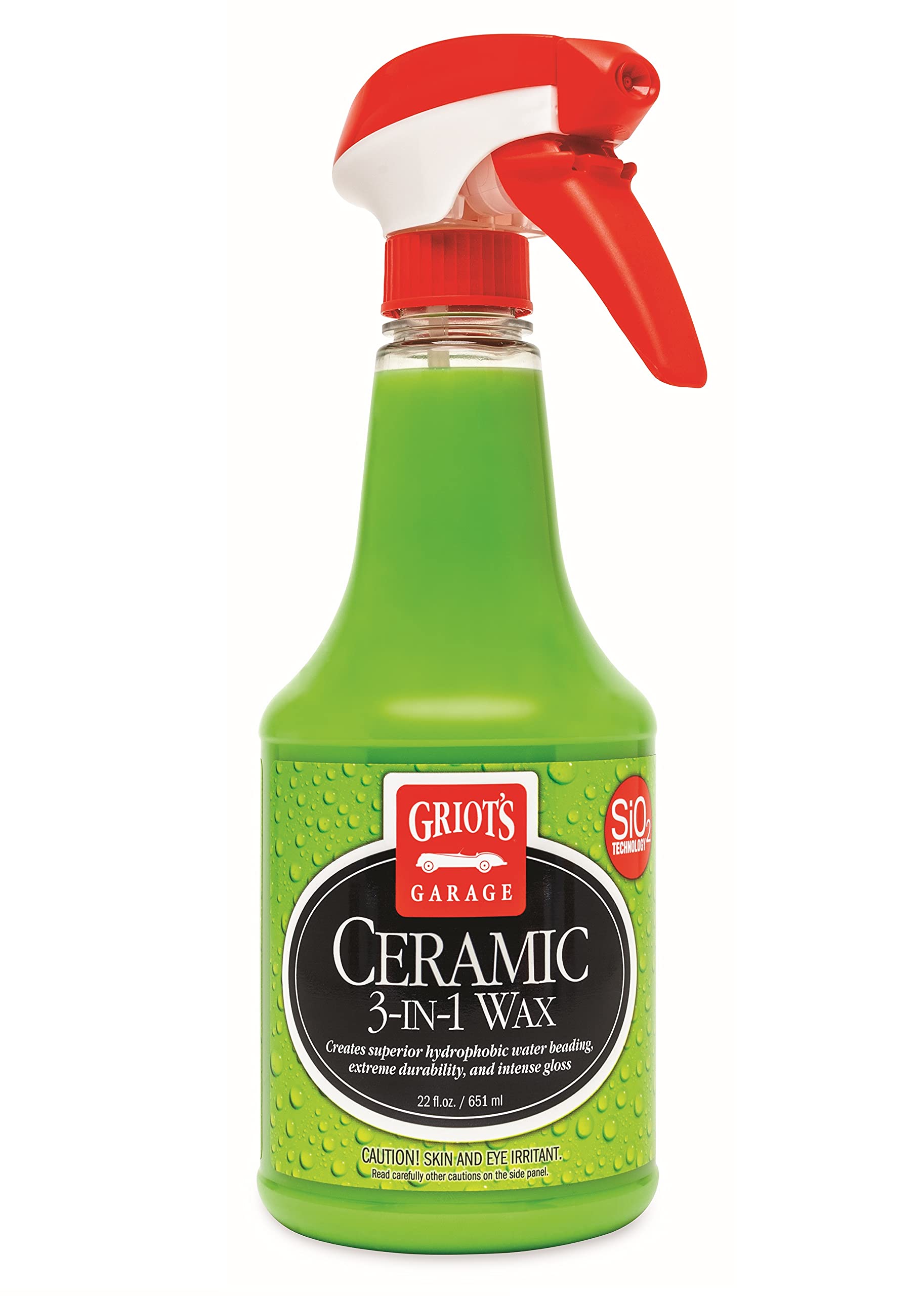 GriotÃ¢ÂÂs Garage 10978 Ceramic 3-in-1 Wax 22oz, Easy-to-Use SiO2 Coating Providing Durable Protection & Long-Lasting Water Beading on Paint, Wheels, Plastic, Rubber Trim, Chrome, & More
