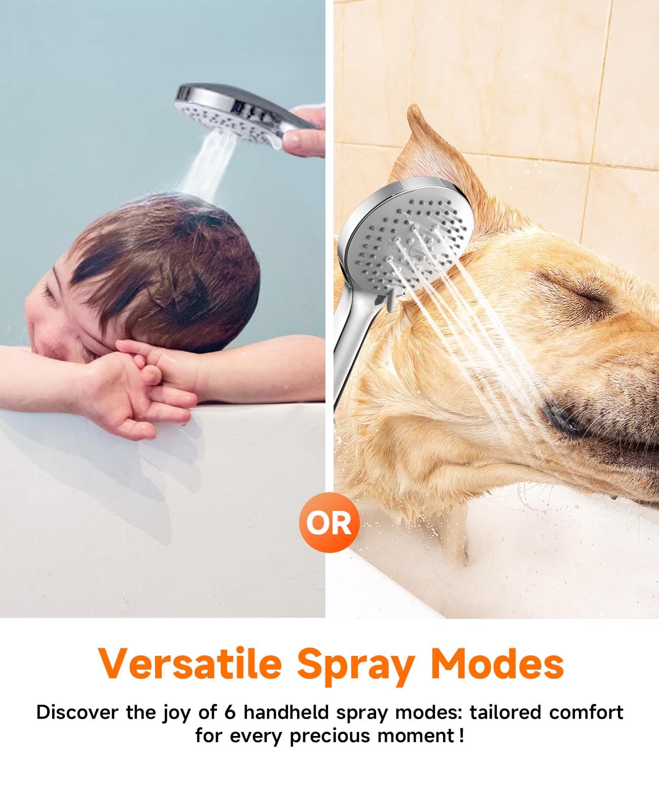 10 inch Rainfall Shower Head Combo Stainless Steel, THE FIRST WATERFALL mode, 10 Inch Rain Shower Head with Handheld 6 Spray Modes High Pressure, Overhead Shower Adjustable Extension Arm,Chrome