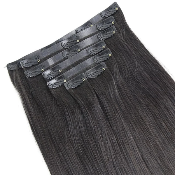 Straight Invisible Clip in Natural Black Hair Extensions 100% Real Human Hair