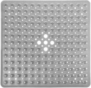 Yimobra Shower Bathtub Mat Non Slip, 21x21 Inch, Soft Square Bath for Tub with Suction Cups and Drain Holes, Stall Floor Mats Bathroom, Machine Washable, Bathroom Accessories, Clear Gray