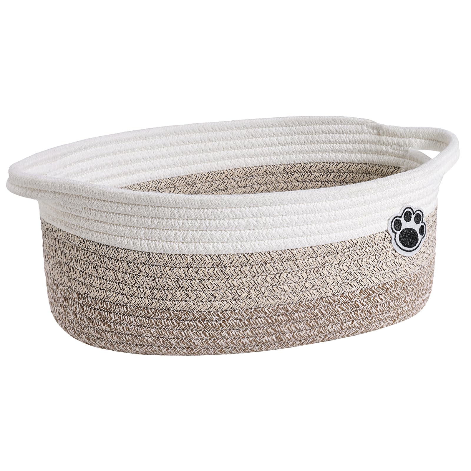 HiChen Dog Toy Basket Small Gift Basket for Baby, Woven Storage Baskets for Dog Cat, Nursery Storage Baskets for Diapers, Towels, 12"x 8" x 5" Mixed-Brown