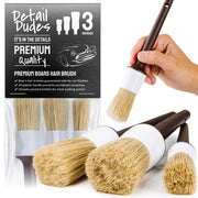Detail Dudes Car Detailing Brush Ultra Soft Boars Hair Set of 3- Automotive Detail Brushes- Washing & Cleaning for Wheels, Interior Upholstery, Emblem, Air Vent- Vehicles & Auto Interior Detailing Kit
