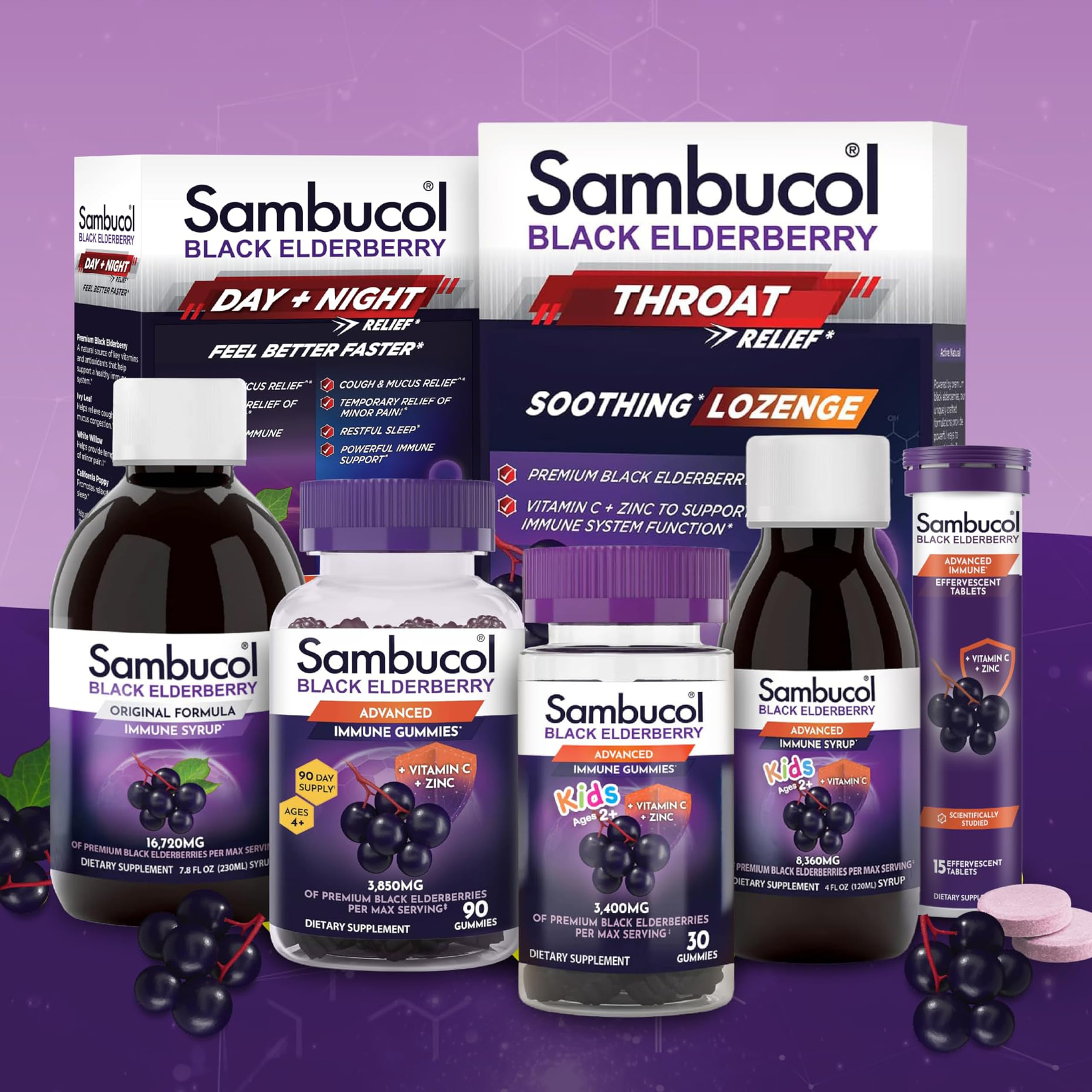 Sambucol Black Elderberry Gummies with Vitamin C & Zinc - Sambucus Elderberry Gummies for Immune Support, High Antioxidants, Gluten Free, Vegan, Elderberry with Zinc & Vitamin C for Adults - 30 Count