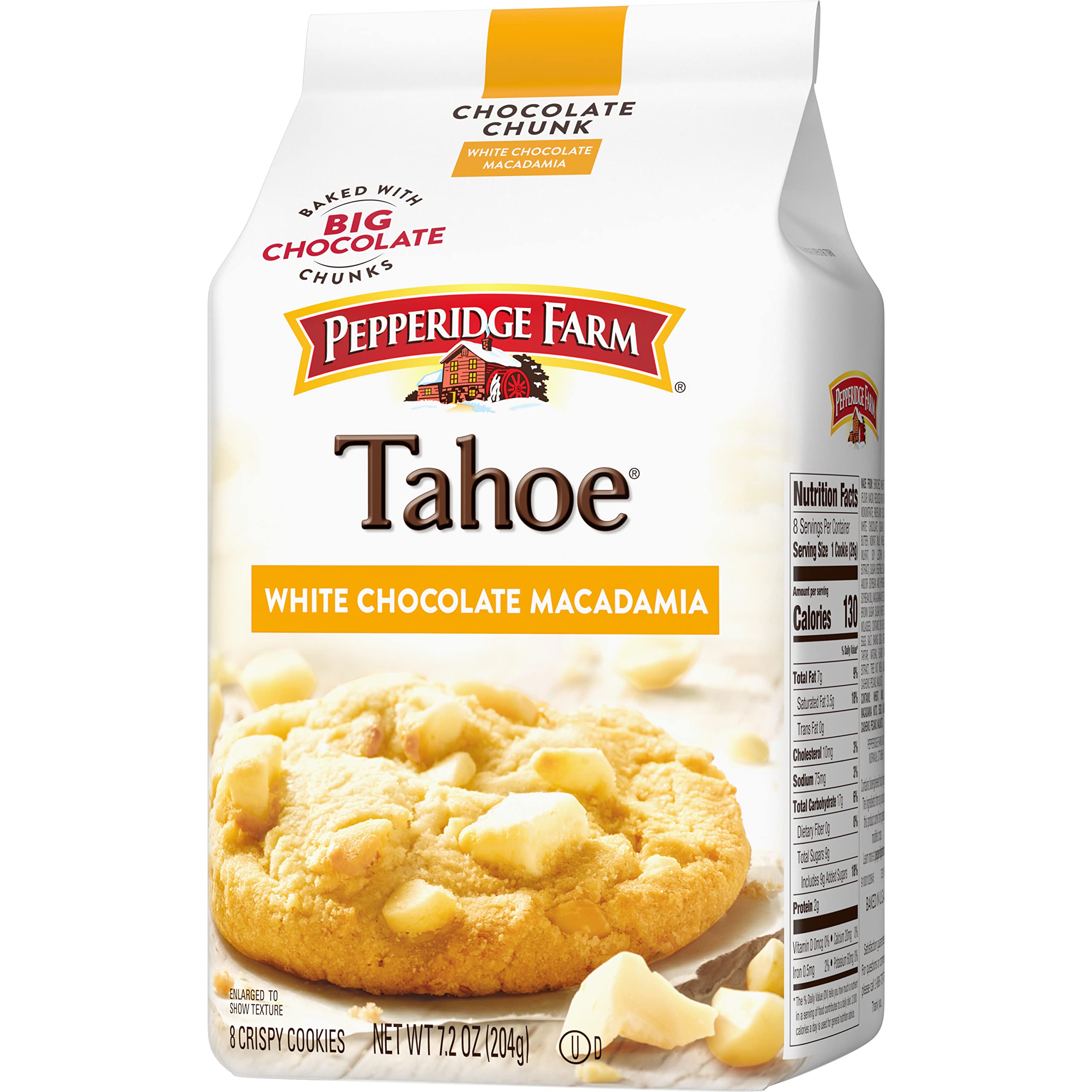 Pepperidge Farm Tahoe Crispy White Chocolate Macadamia Nut Cookies, 7.2 OZ Bag (8 Cookies)