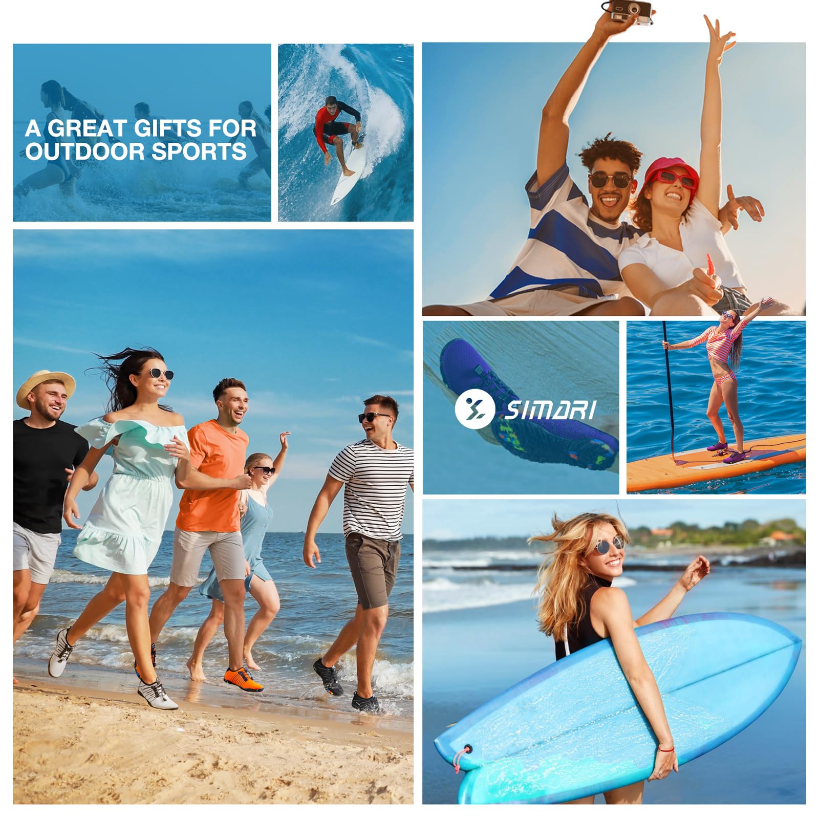 SIMARI Water Shoes for Women Men - Barefoot Quick-Dry Aqua Socks | Lightweight Swim Shoes for Surfing, Swimming, Beach Sports, Kayaking, Diving | Non-Slip Design