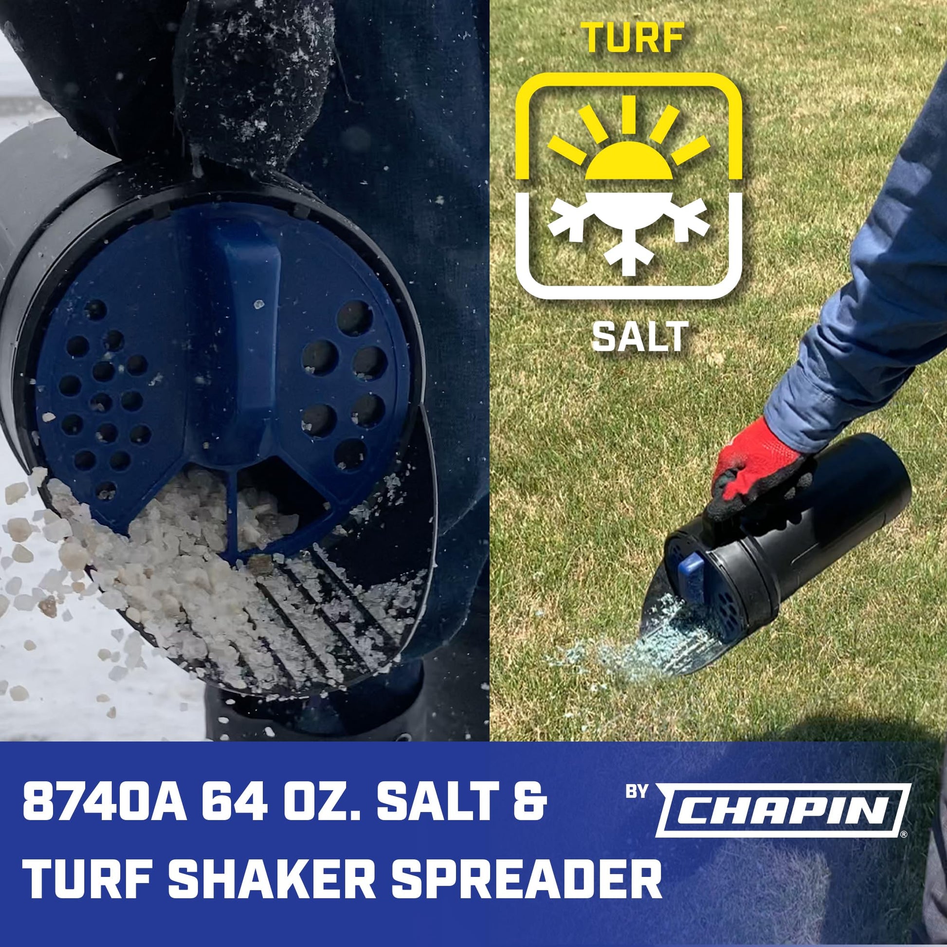 Chapin, Shaker Spreader for Turf Salt, Load Capacity 4 lb, Max. Spread Width 3 ft, Model# 8740A