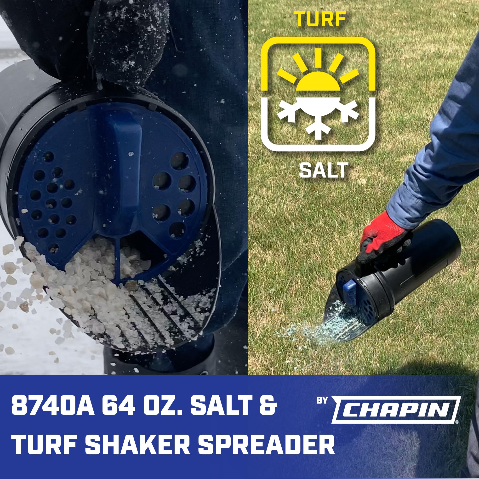 Chapin, Shaker Spreader for Turf Salt, Load Capacity 4 lb, Max. Spread Width 3 ft, Model# 8740A