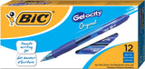 BIC Gelocity Original Blue Gel Pens, Medium Point (0.7mm), 12-Count Pack, Retractable Gel Pens With Comfortable Grip