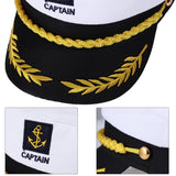 Adult Yacht Boat Sailor Captain Costume Hat Cap Marine Admiral (White), As Shown, 22 x 15 x 5 cm