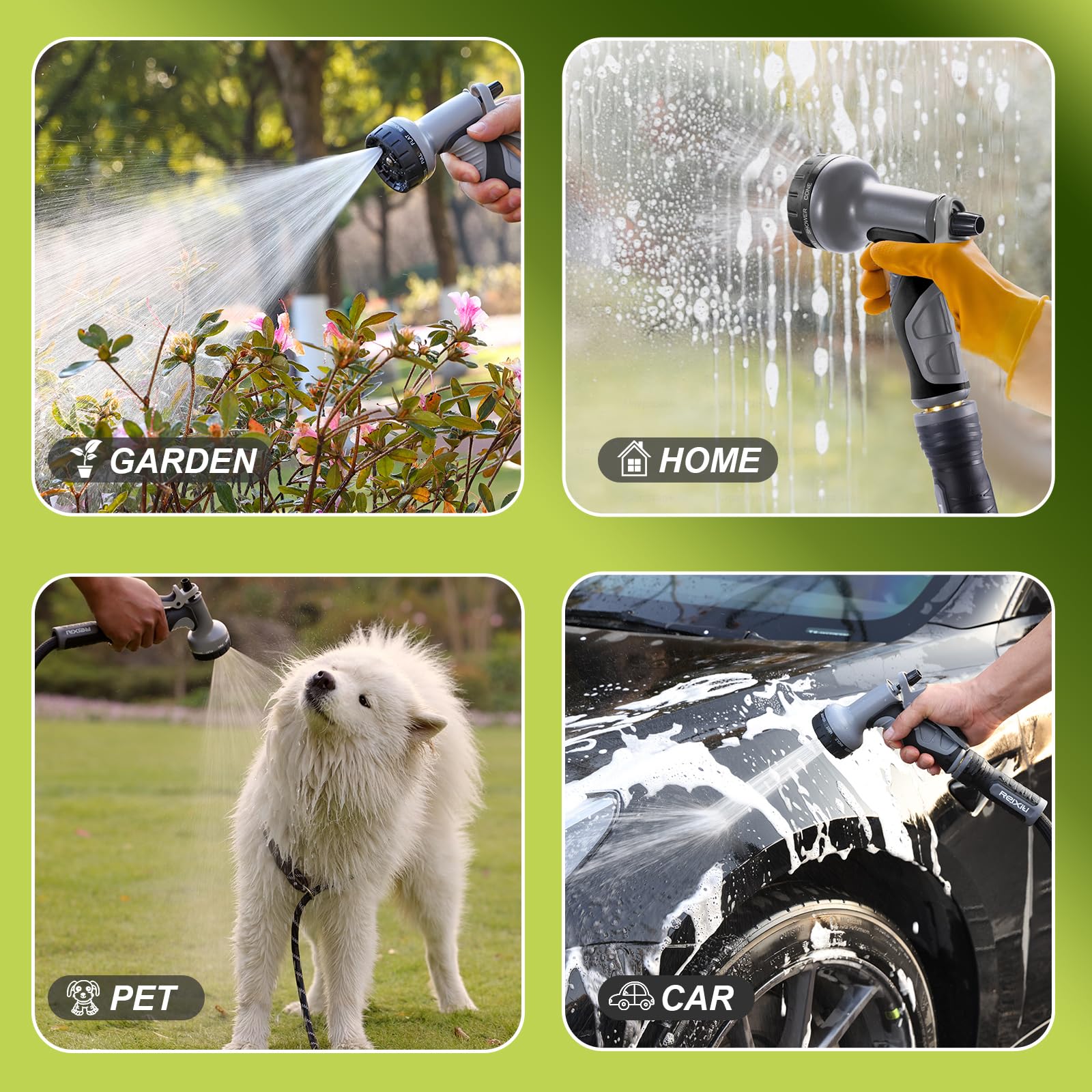 Relxitl Garden Hose, Flexible Water Hose, Ultra Lightweight Non-Expanding hose with 10 Function Sprayer, Leak proof, Pressure Resistant for Yard, Outdoor (Black, 50FT)