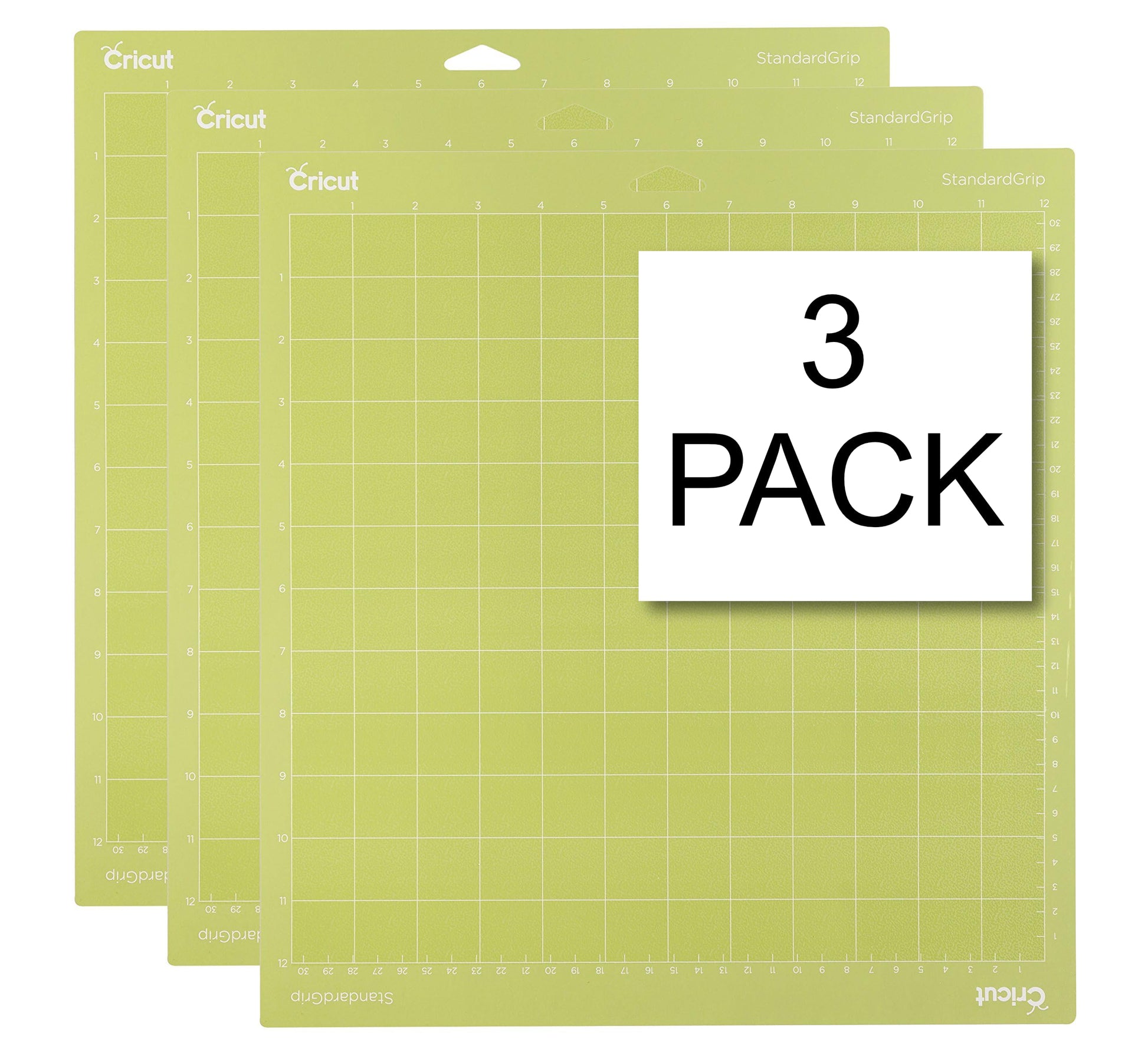 Cricut StandardGrip Machine Mats 12in x 12in, Reusable Cutting Mats for Crafts with Protective Film, Use with Cardstock, Iron On, Vinyl and More, Compatible with Cricut Explore & Maker (3 Count)