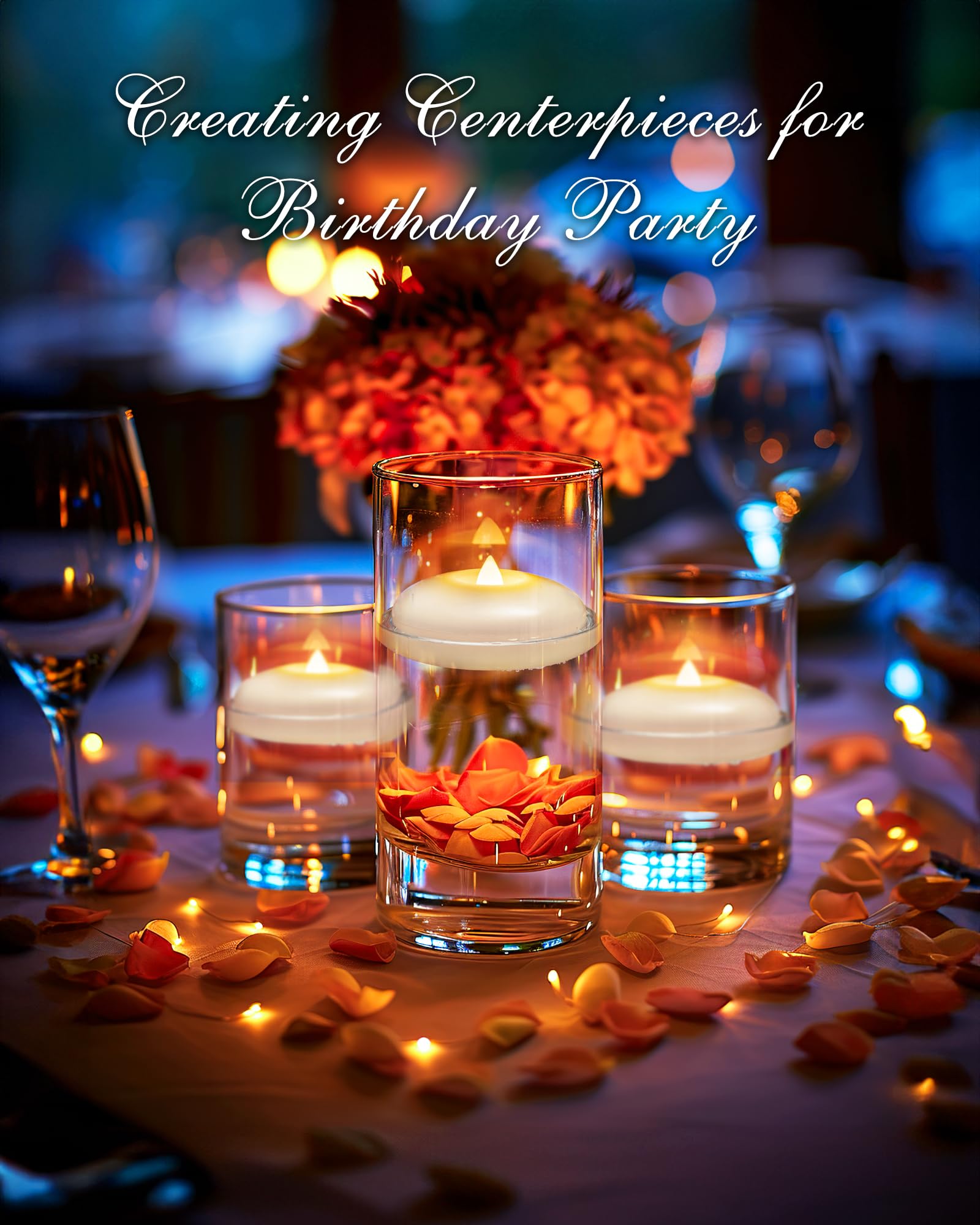 Homemory 24 Pack 3” Flameless Led Floating Candles, 200 Hour White Battery Operate Waterproof Tealights for Cylinder Vases, Centerpieces at Wedding Decor, Party, Pool