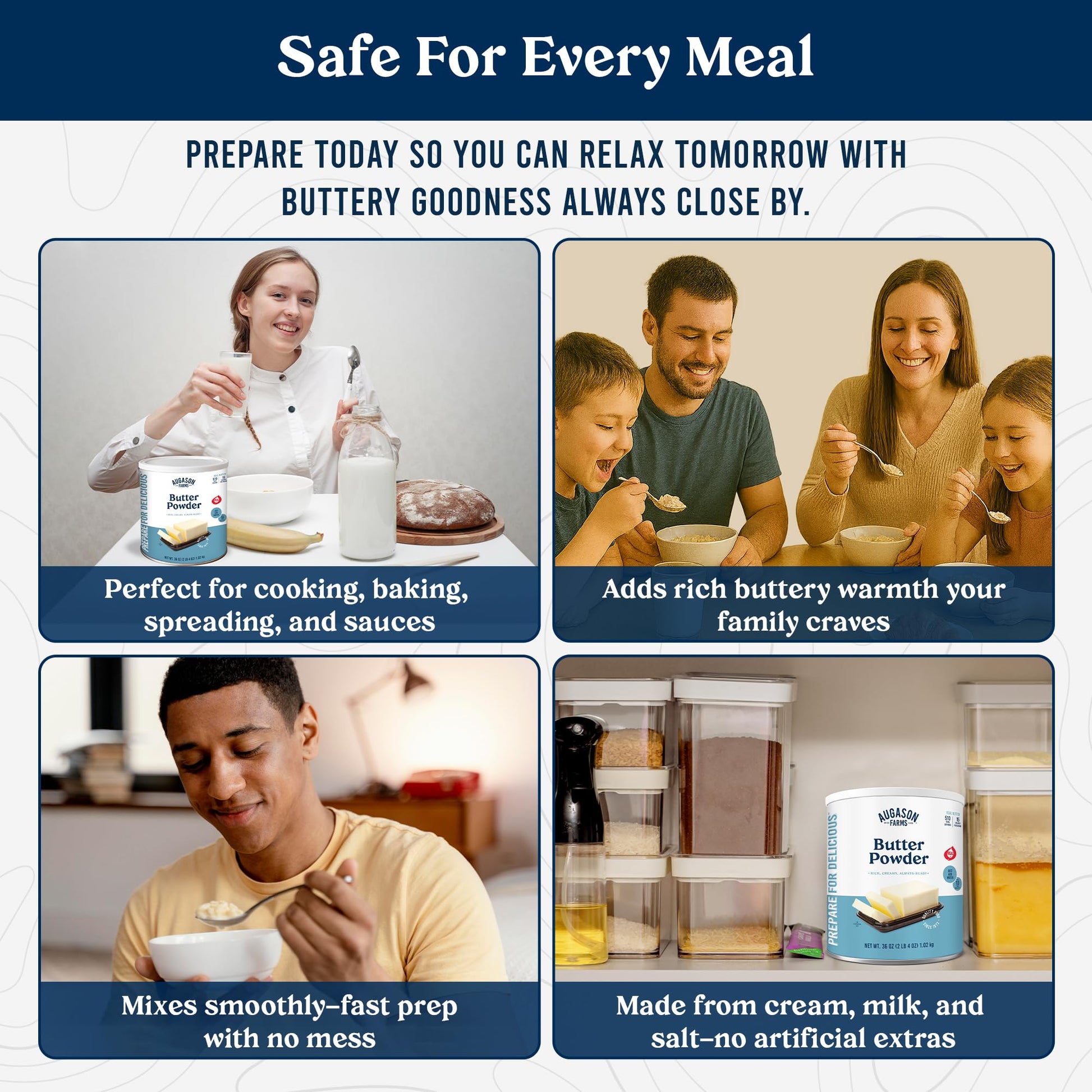 Augason Farms Butter Powder Can - Gluten Free Salted Butter for Cooking, Baking & Everyday Use - Long Term Emergency Food Supply - Shelf Stable dehydrated food - 510 Servings