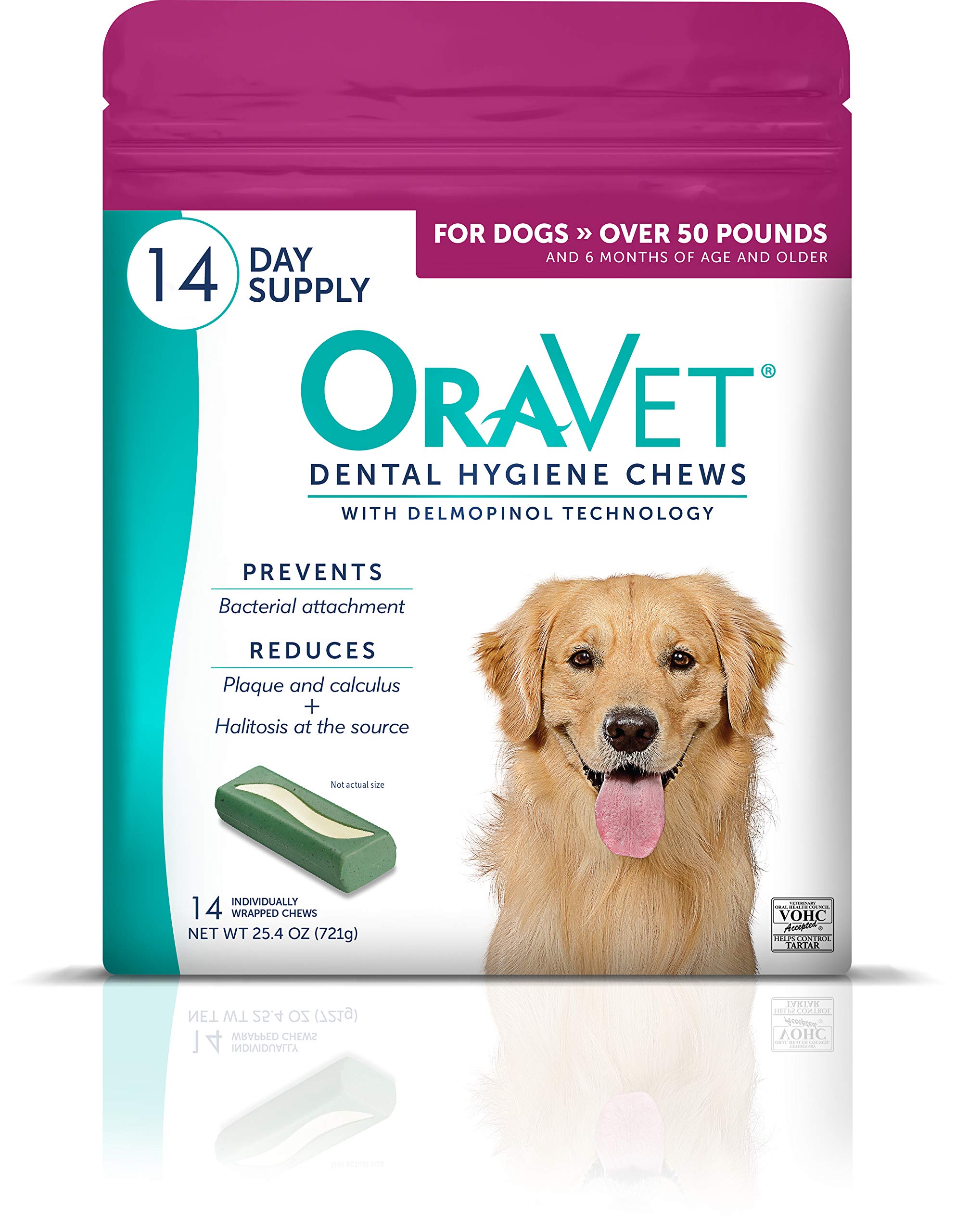 ORAVET Dental Chews for Dogs, Oral Care and Hygiene Chews (Large Dogs, Over 50 lbs.) Pink Pouch, 30 Count (Pack of 1)